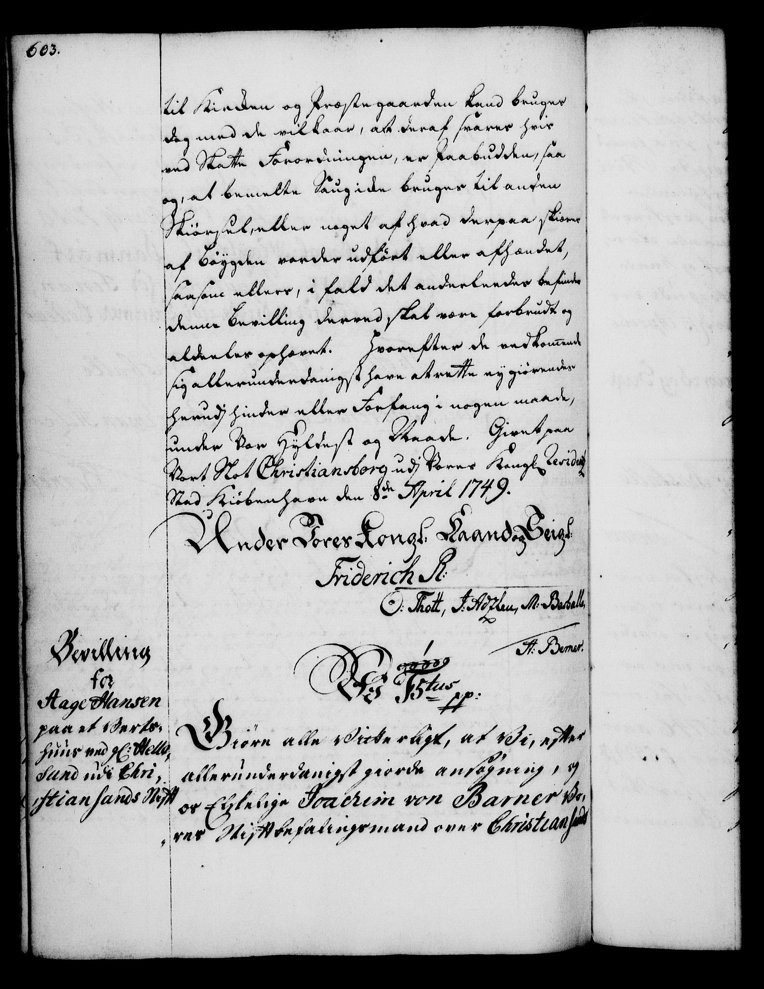 Rentekammeret, Kammerkanselliet, RA/EA-3111/G/Gg/Gga/L0005: Norsk ekspedisjonsprotokoll med register (merket RK 53.5), 1741-1749, s. 603