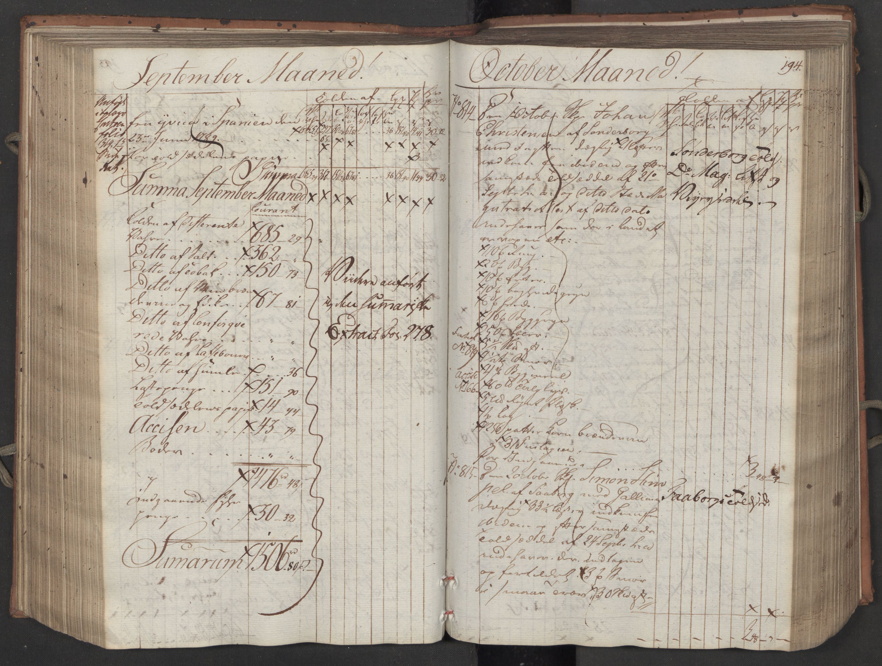 Generaltollkammeret, tollregnskaper, AV/RA-EA-5490/R08/L0158/0001: Tollregnskaper Drammen / Inngående tollbok, 1790, s. 194