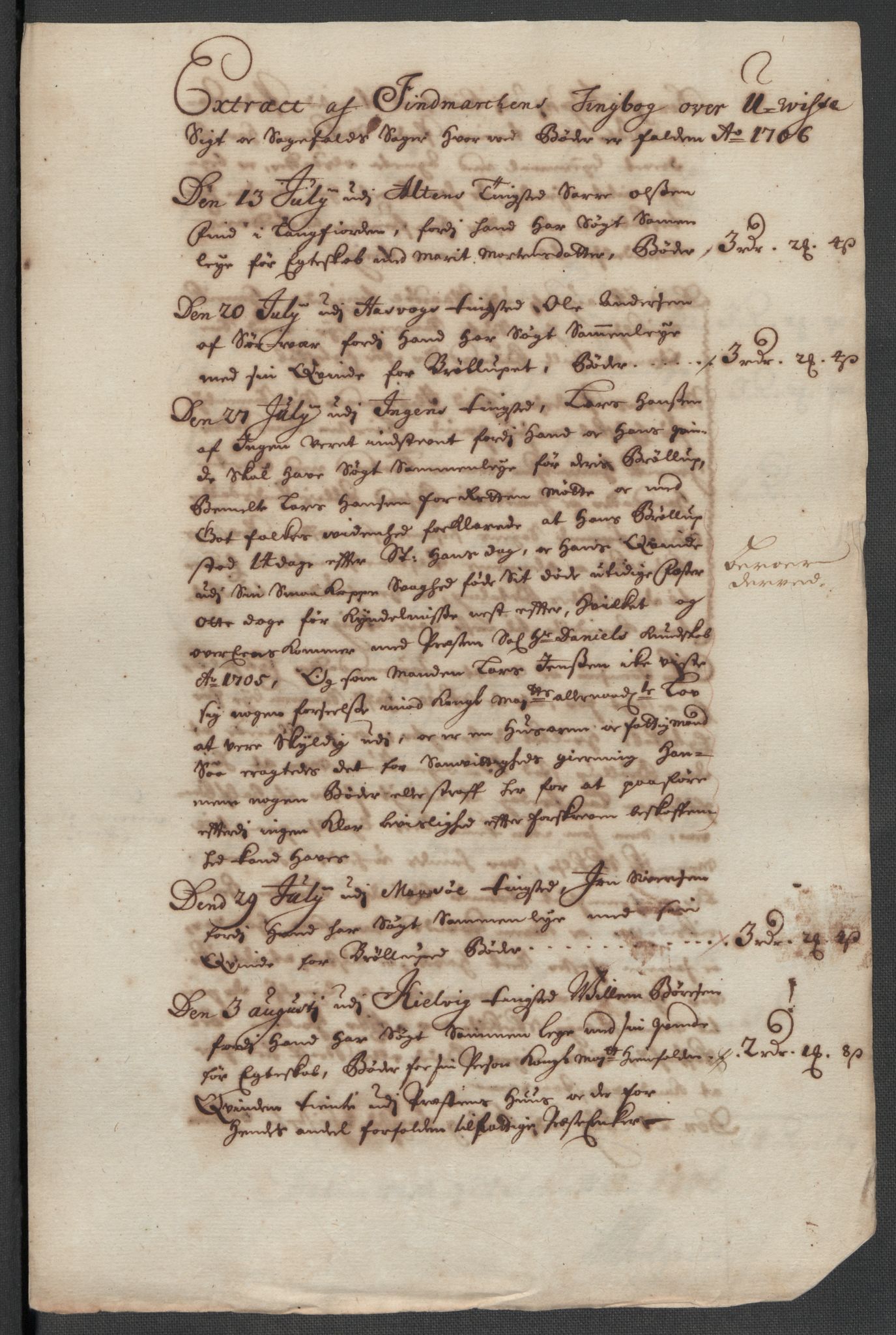 Rentekammeret inntil 1814, Reviderte regnskaper, Fogderegnskap, RA/EA-4092/R69/L4853: Fogderegnskap Finnmark/Vardøhus, 1705-1706, s. 234