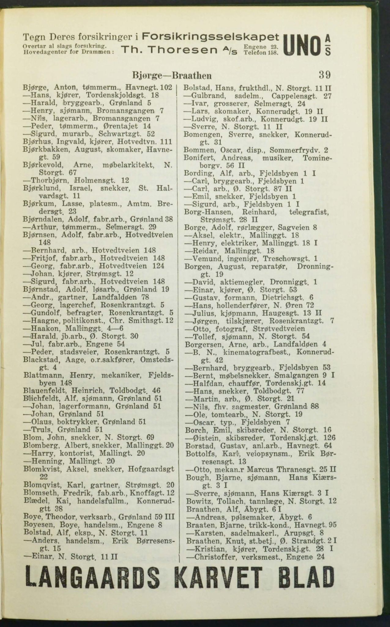 Drammen adressebok, DRMK/-, 1925, s. 39