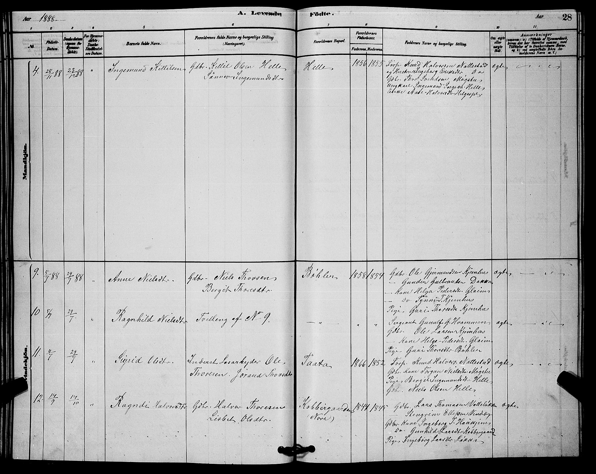 Rollag kirkebøker, AV/SAKO-A-240/G/Gb/L0002: Klokkerbok nr. II 2, 1878-1898, s. 28