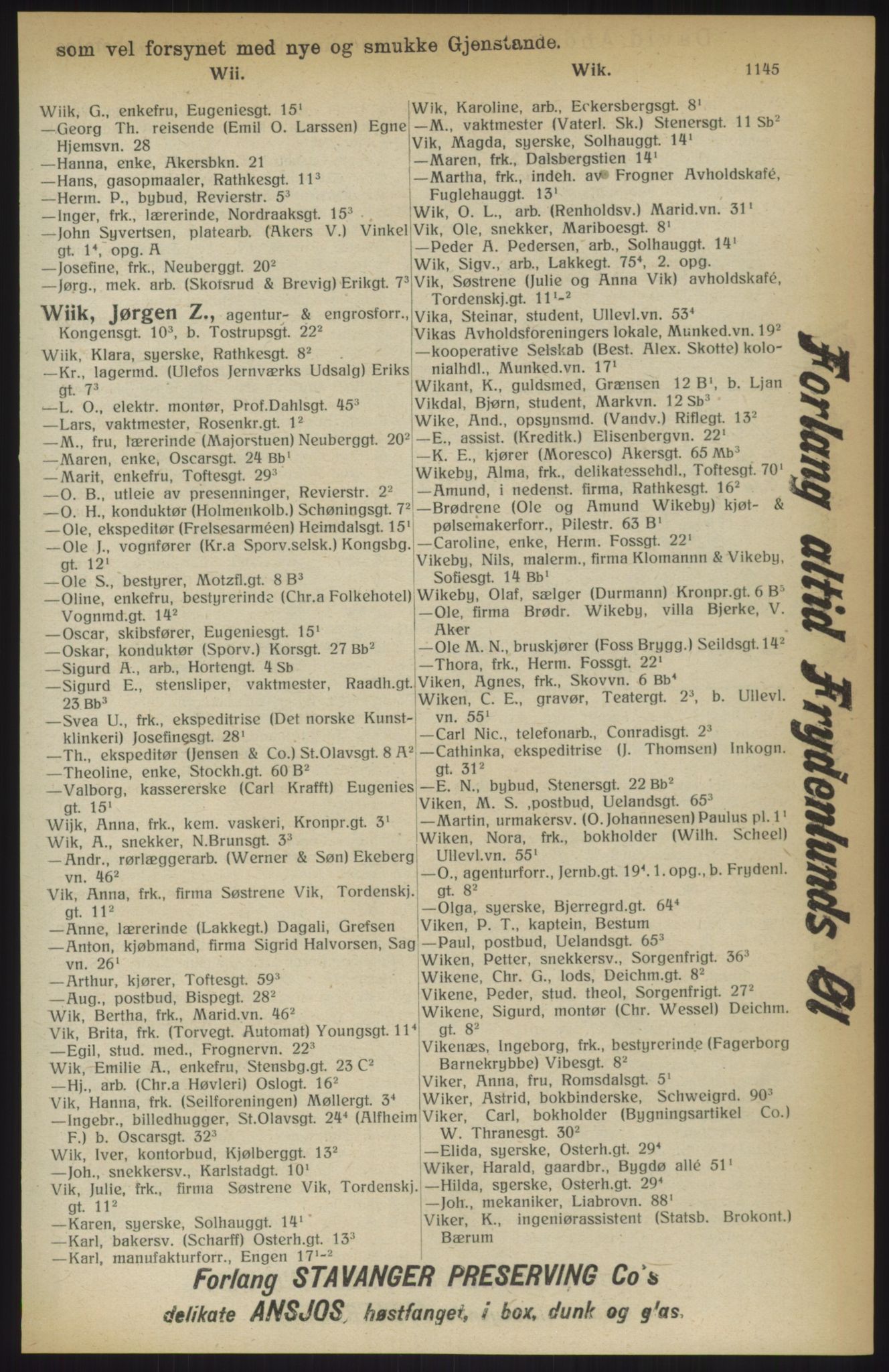 Kristiania/Oslo adressebok, PUBL/-, 1914, s. 1145