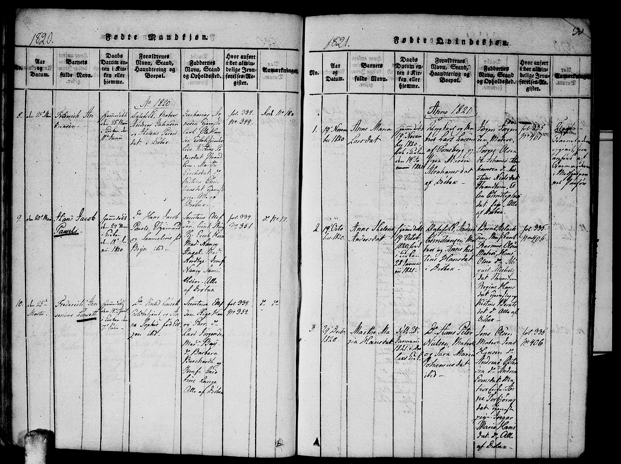 Drøbak prestekontor Kirkebøker, AV/SAO-A-10142a/F/Fa/L0001: Ministerialbok nr. I 1, 1816-1842, s. 30