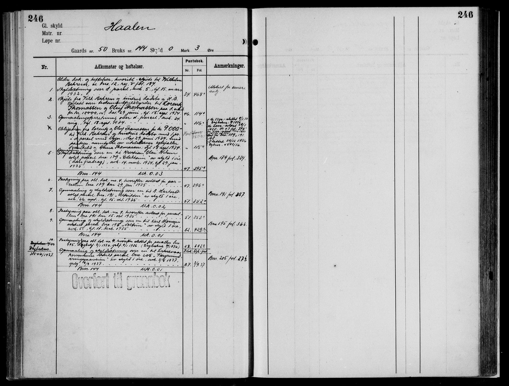 Midhordland sorenskriveri, AV/SAB-A-3001/1/G/Ga/Gab/L0112: Panteregister nr. II.A.b.112, s. 246