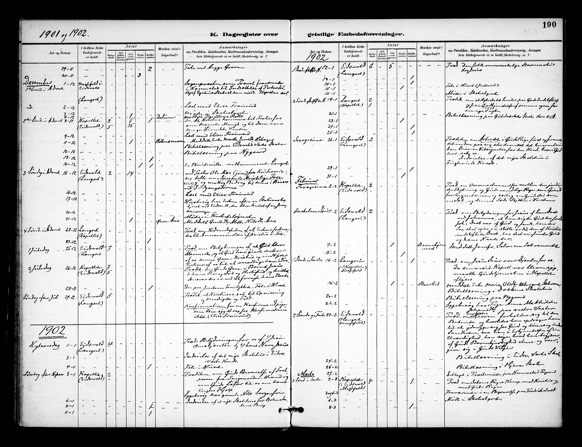 Eidsvoll prestekontor Kirkebøker, AV/SAO-A-10888/F/Fa/L0005: Ministerialbok nr. I 5, 1896-1906, s. 190