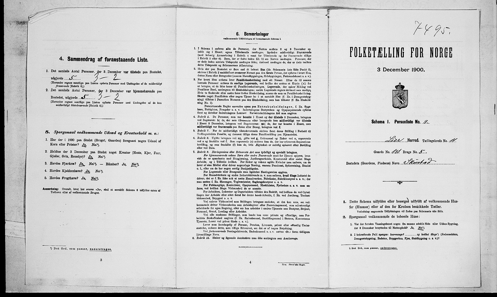 RA, Folketelling 1900 for 0626 Lier herred, 1900, s. 1922