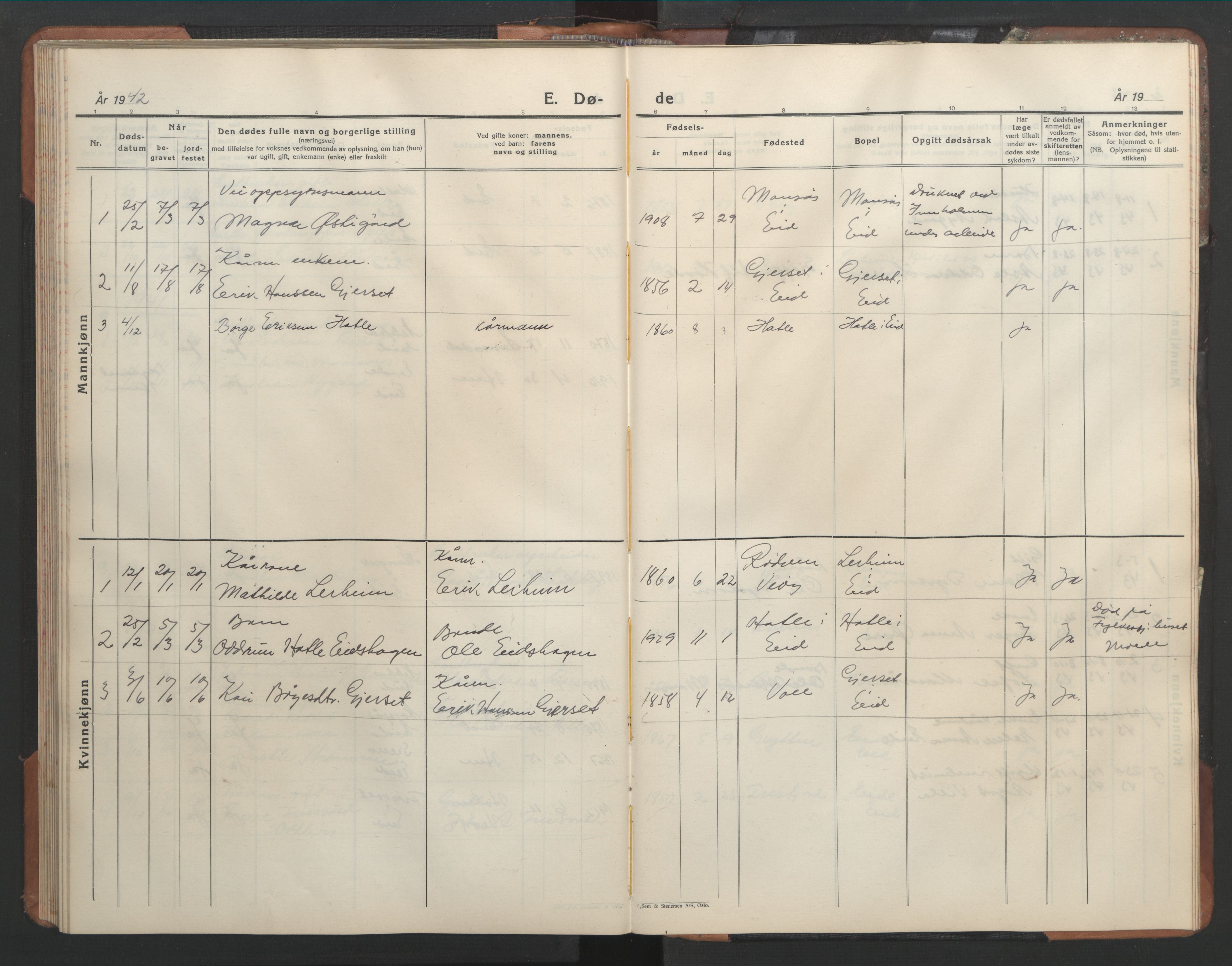 Ministerialprotokoller, klokkerbøker og fødselsregistre - Møre og Romsdal, AV/SAT-A-1454/542/L0559: Klokkerbok nr. 542C02, 1932-1952