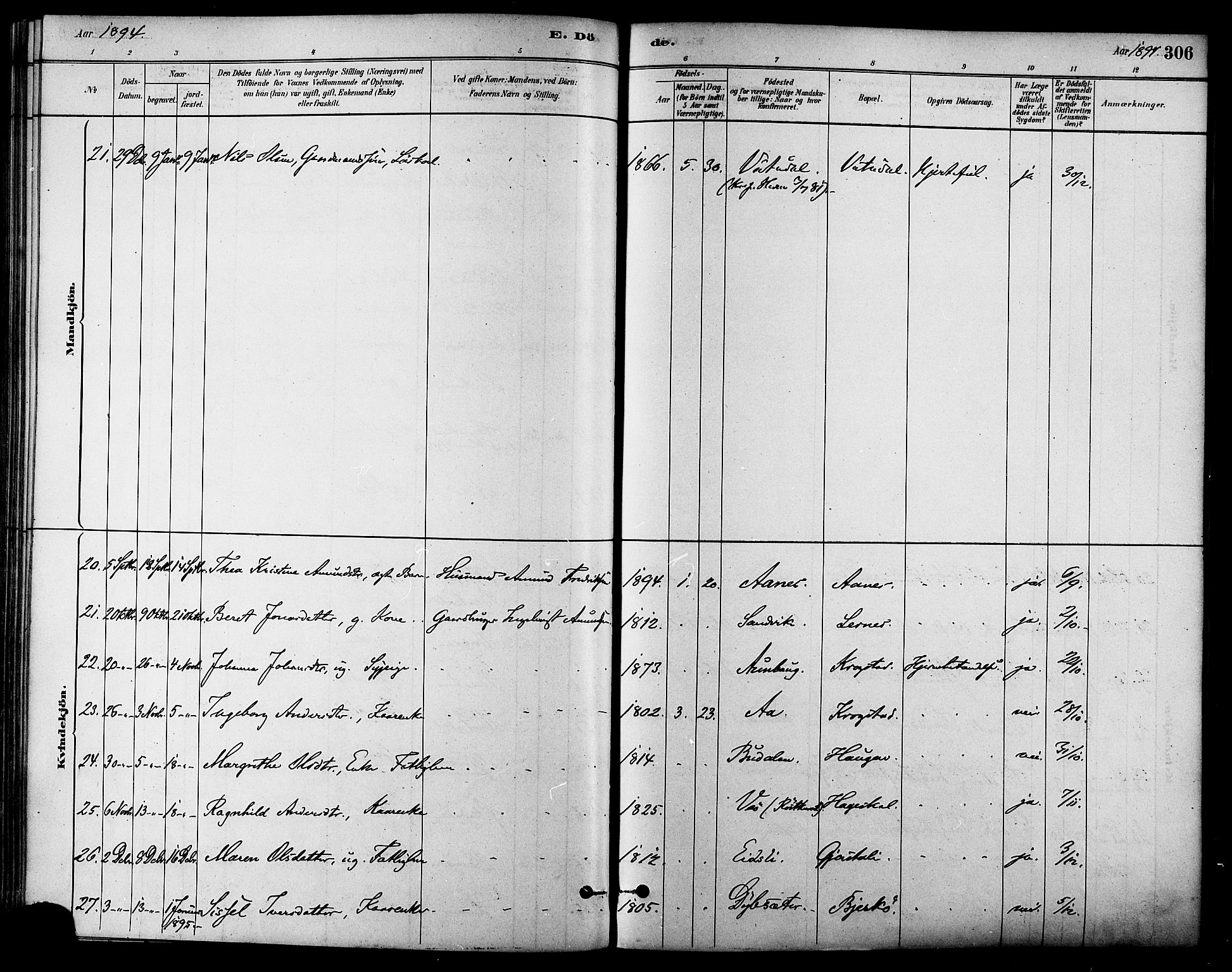 Ministerialprotokoller, klokkerbøker og fødselsregistre - Sør-Trøndelag, SAT/A-1456/630/L0496: Ministerialbok nr. 630A09, 1879-1895, s. 306