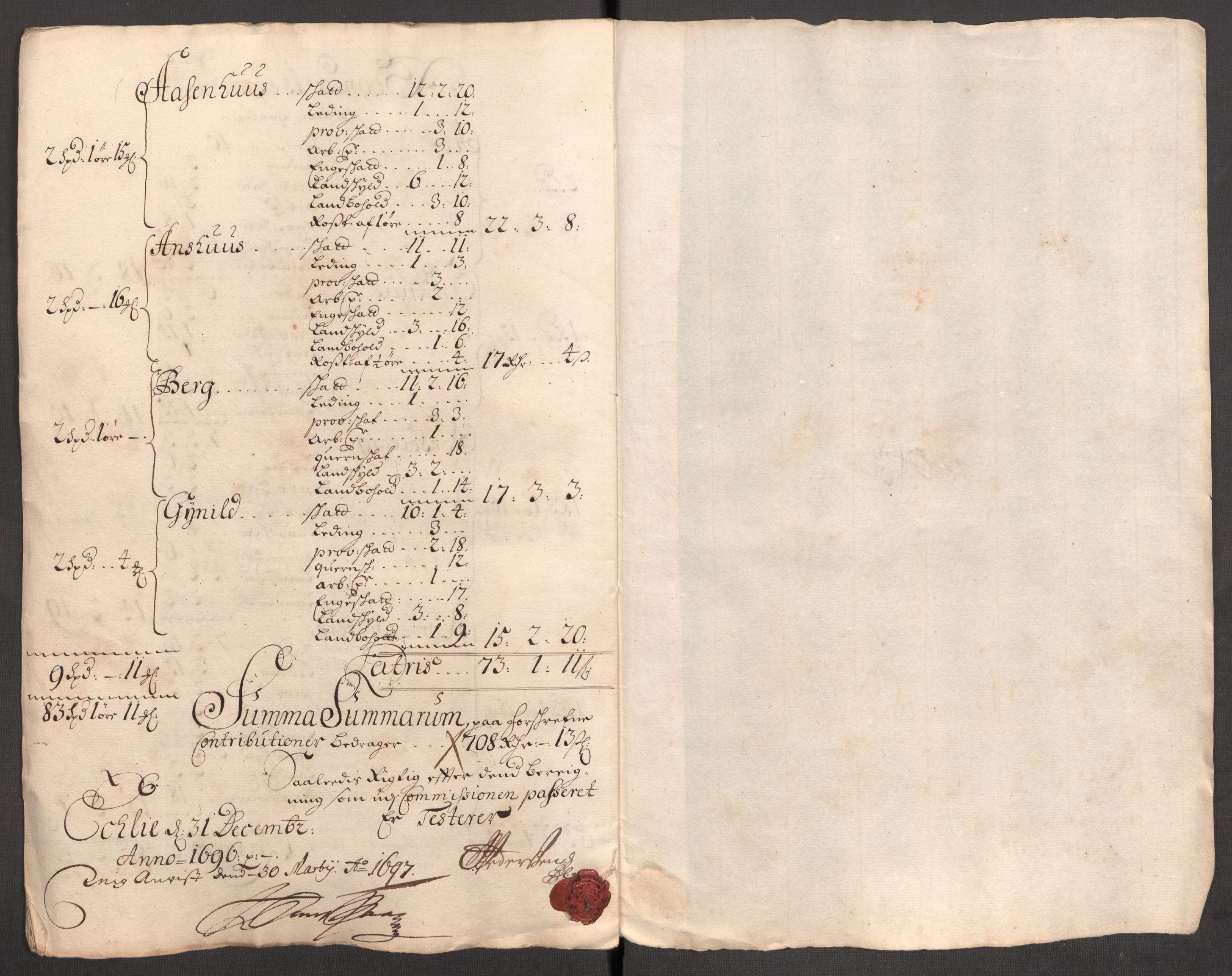 Rentekammeret inntil 1814, Reviderte regnskaper, Fogderegnskap, RA/EA-4092/R60/L3946: Fogderegnskap Orkdal og Gauldal, 1696, s. 404