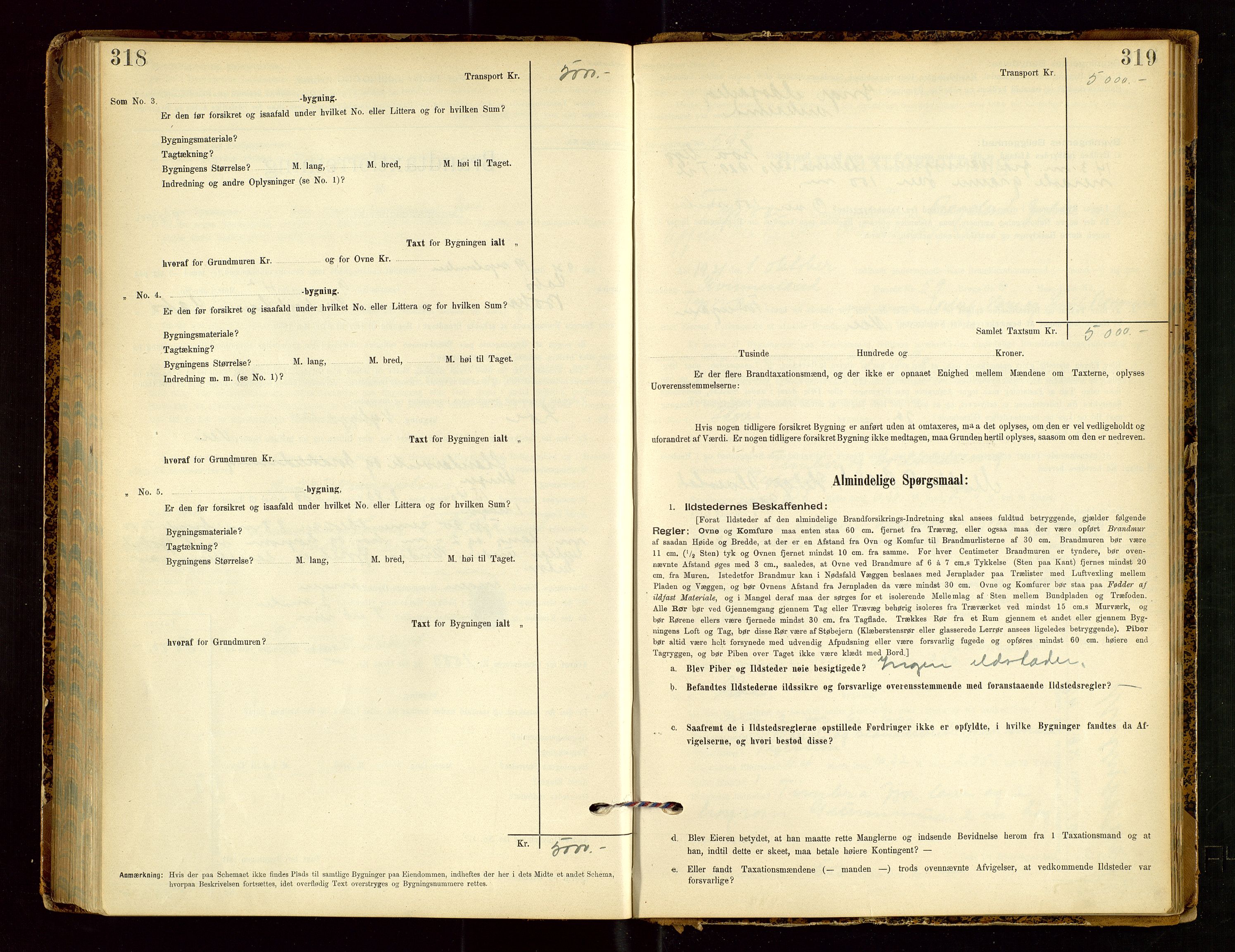 Tysvær lensmannskontor, AV/SAST-A-100192/Gob/L0002: "Brandtakstprotokol for Lensmanden i Tysvær", 1901-1932, s. 318-319