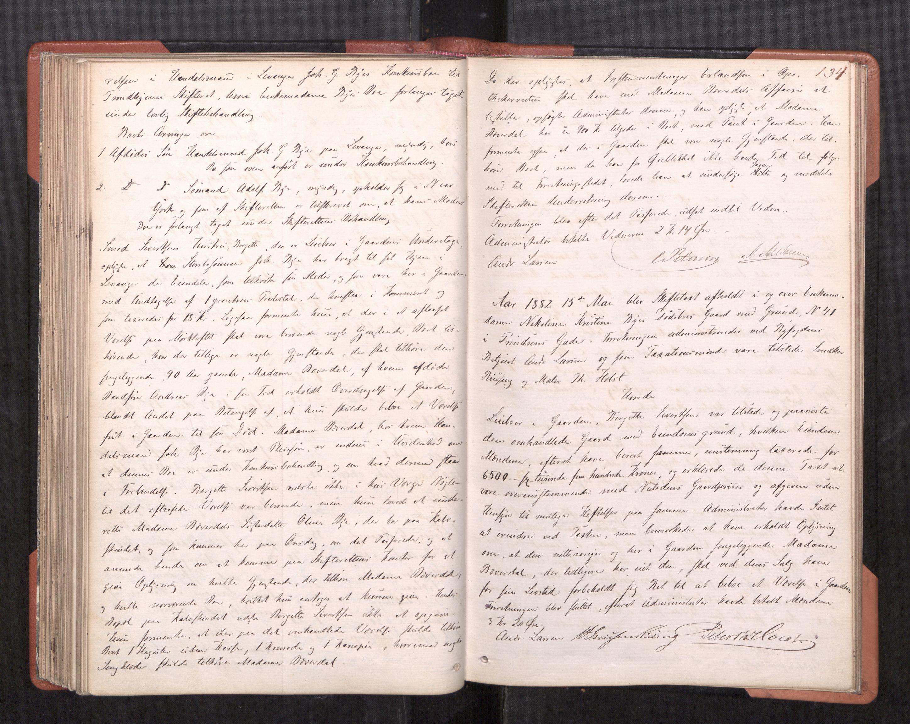 Trondheim byfogd, AV/SAT-A-0003/1/3/3C/L0008: Skifteregistreringsprotokoll (u/ register), 1878-1883, s. 134