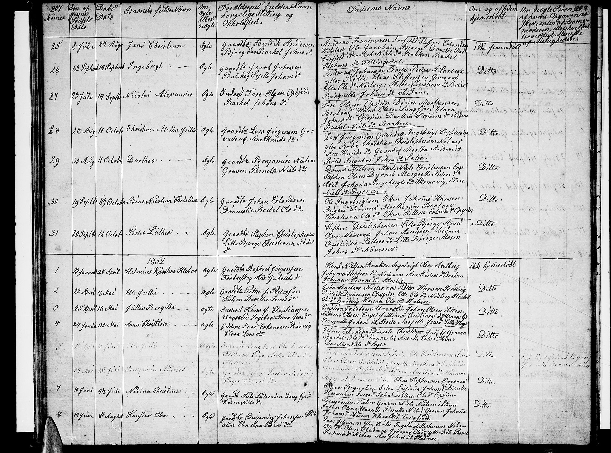 Ministerialprotokoller, klokkerbøker og fødselsregistre - Nordland, SAT/A-1459/814/L0228: Klokkerbok nr. 814C01, 1838-1858, s. 207-208