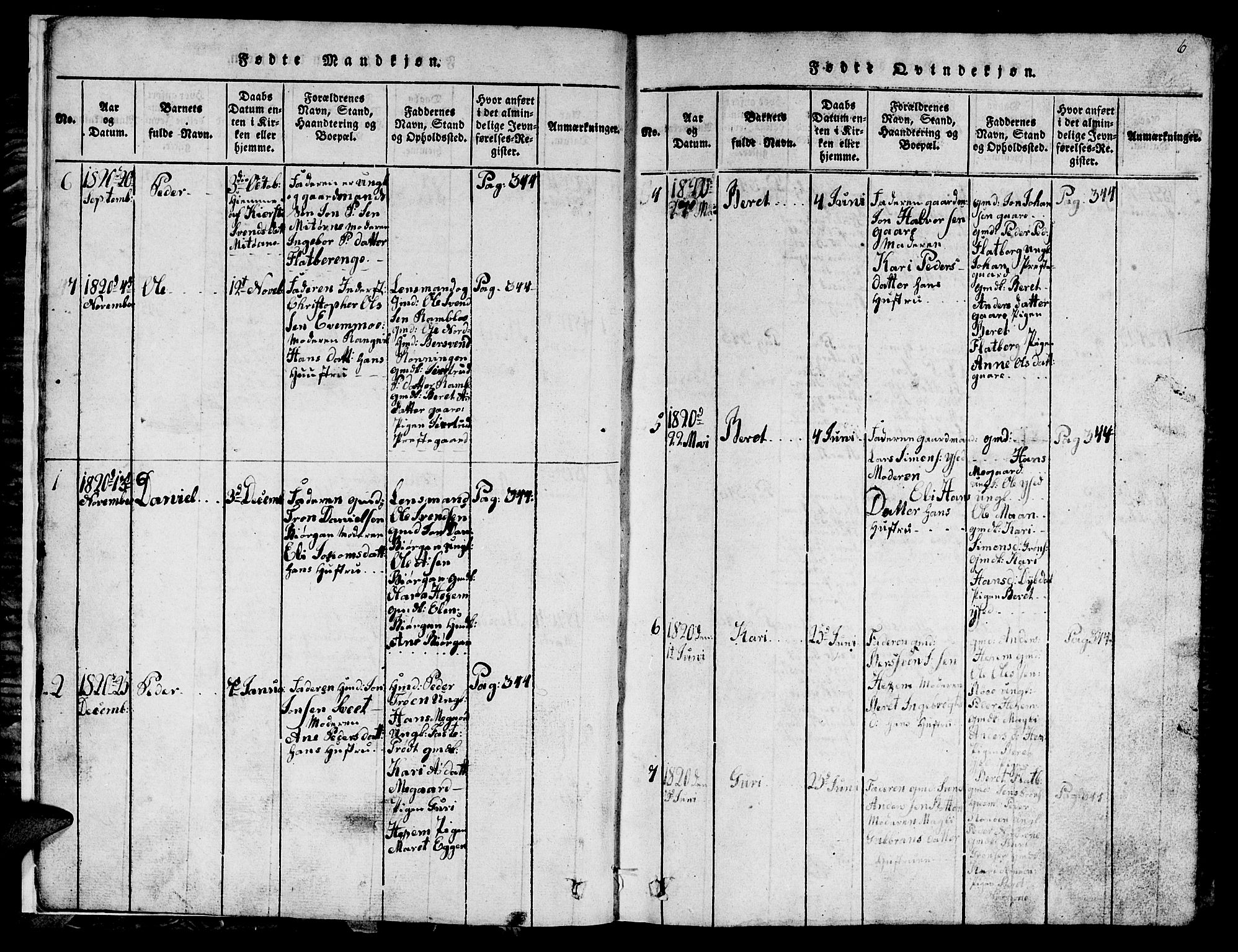 Ministerialprotokoller, klokkerbøker og fødselsregistre - Sør-Trøndelag, SAT/A-1456/685/L0976: Klokkerbok nr. 685C01, 1817-1878, s. 6