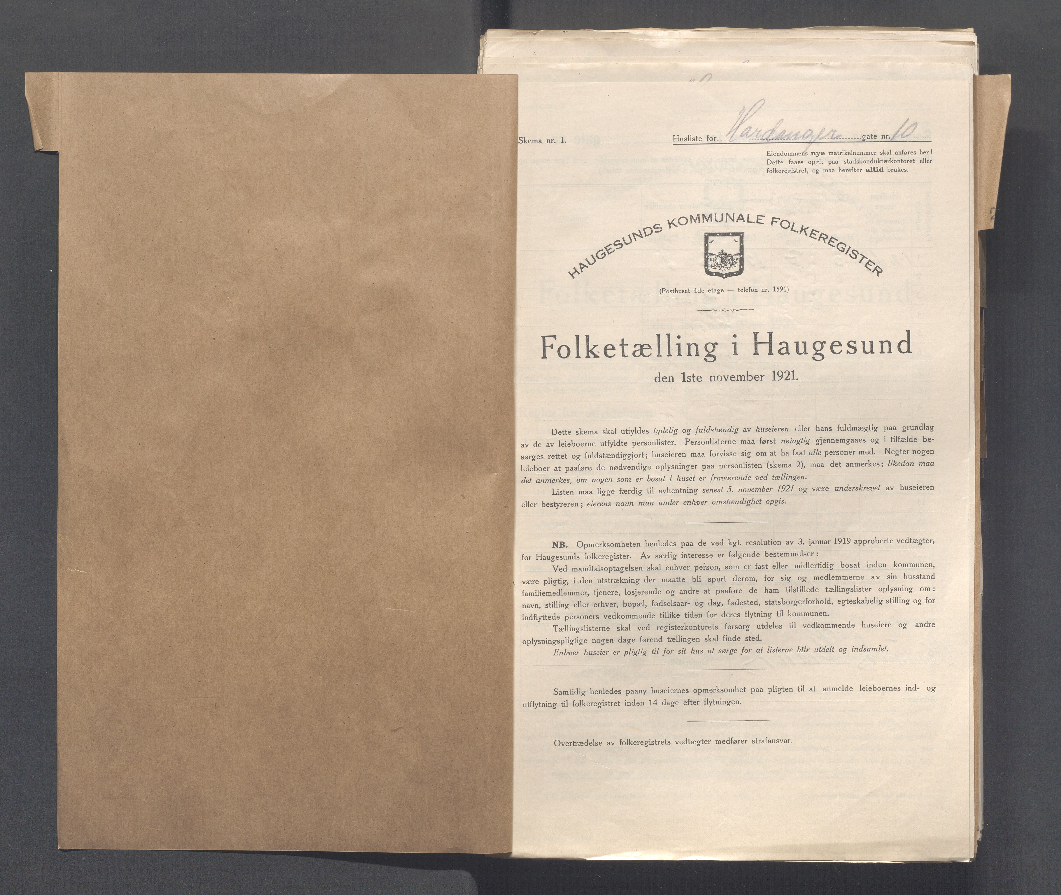 IKAR, Kommunal folketelling 1.11.1921 for Haugesund, 1921, s. 1865