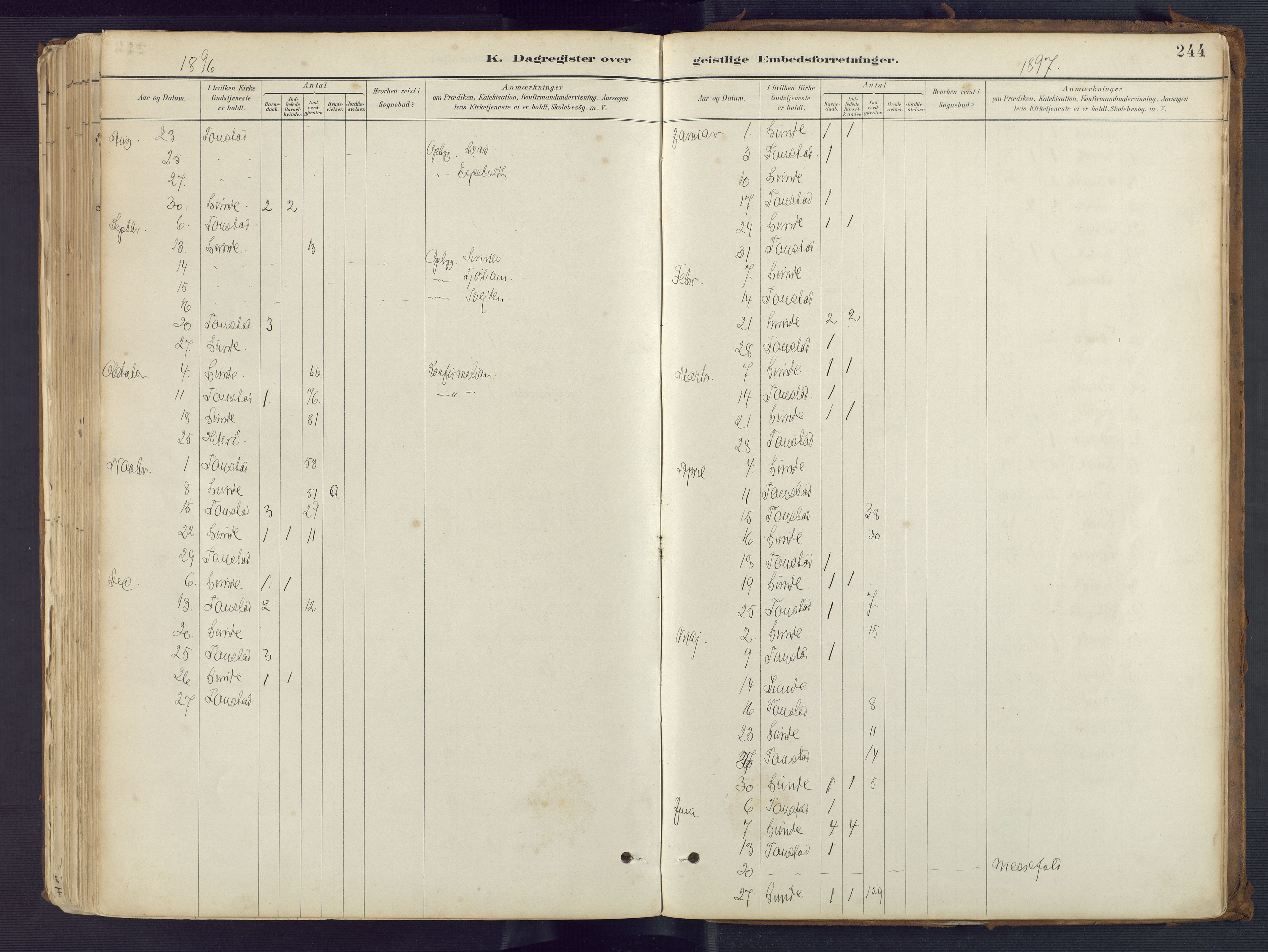 Sirdal sokneprestkontor, SAK/1111-0036/F/Fa/Fab/L0004: Ministerialbok nr. A 4, 1887-1919, s. 244