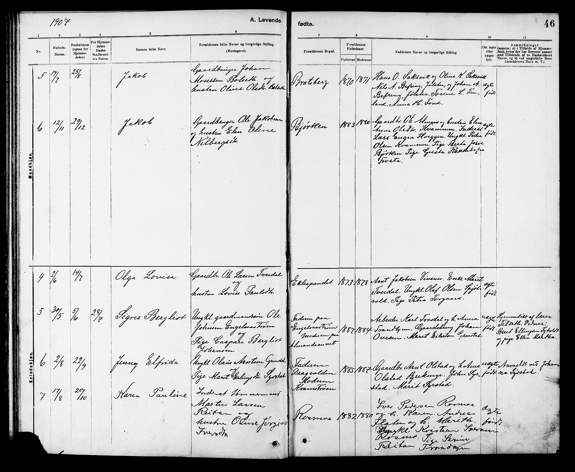 Ministerialprotokoller, klokkerbøker og fødselsregistre - Sør-Trøndelag, SAT/A-1456/608/L0341: Klokkerbok nr. 608C07, 1890-1912, s. 46