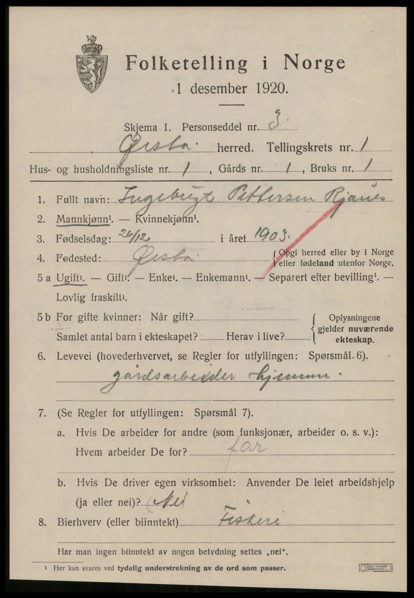 SAT, Folketelling 1920 for 1520 Ørsta herred, 1920, s. 1052