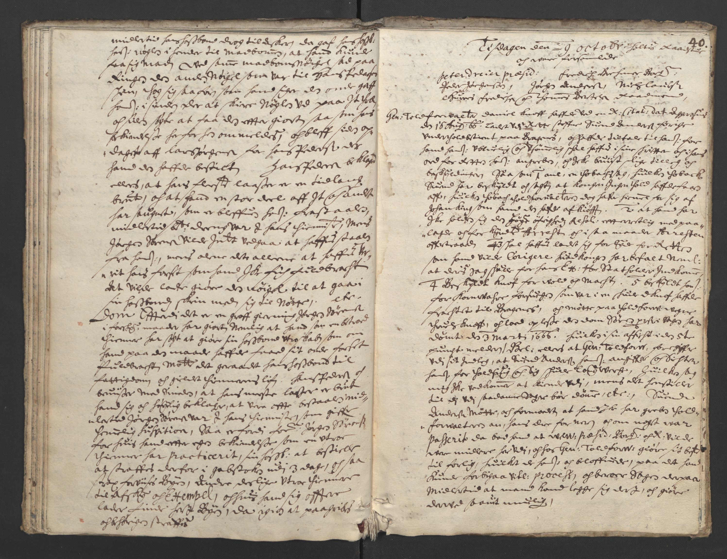 Christiania rådstuerett, AV/SAO-A-11132/F/Fa/L0004: Justisprotokoll, 1666, s. 39b-40a