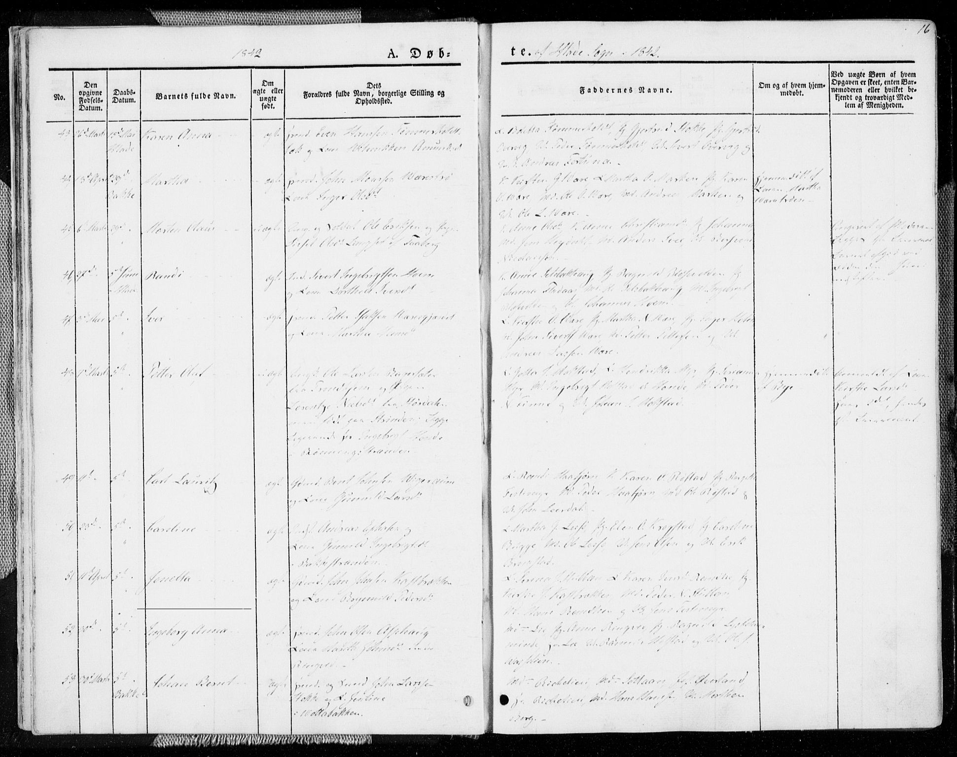 Ministerialprotokoller, klokkerbøker og fødselsregistre - Sør-Trøndelag, SAT/A-1456/606/L0290: Ministerialbok nr. 606A05, 1841-1847, s. 16