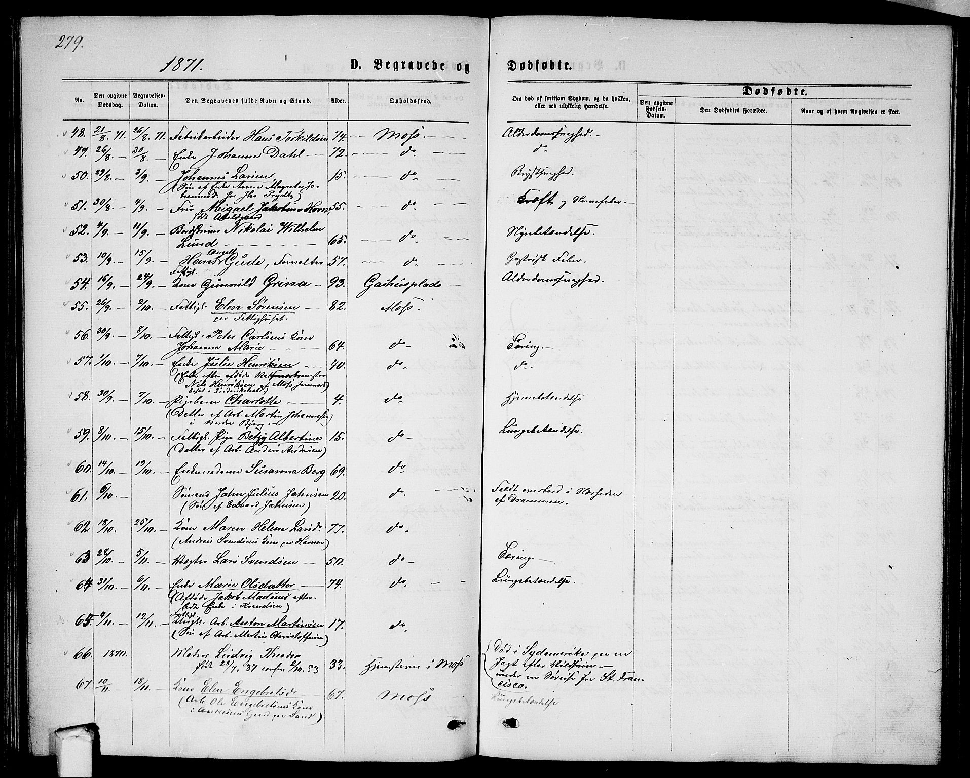 Moss prestekontor Kirkebøker, AV/SAO-A-2003/G/Ga/L0004: Klokkerbok nr.  I 4, 1869-1877, s. 279