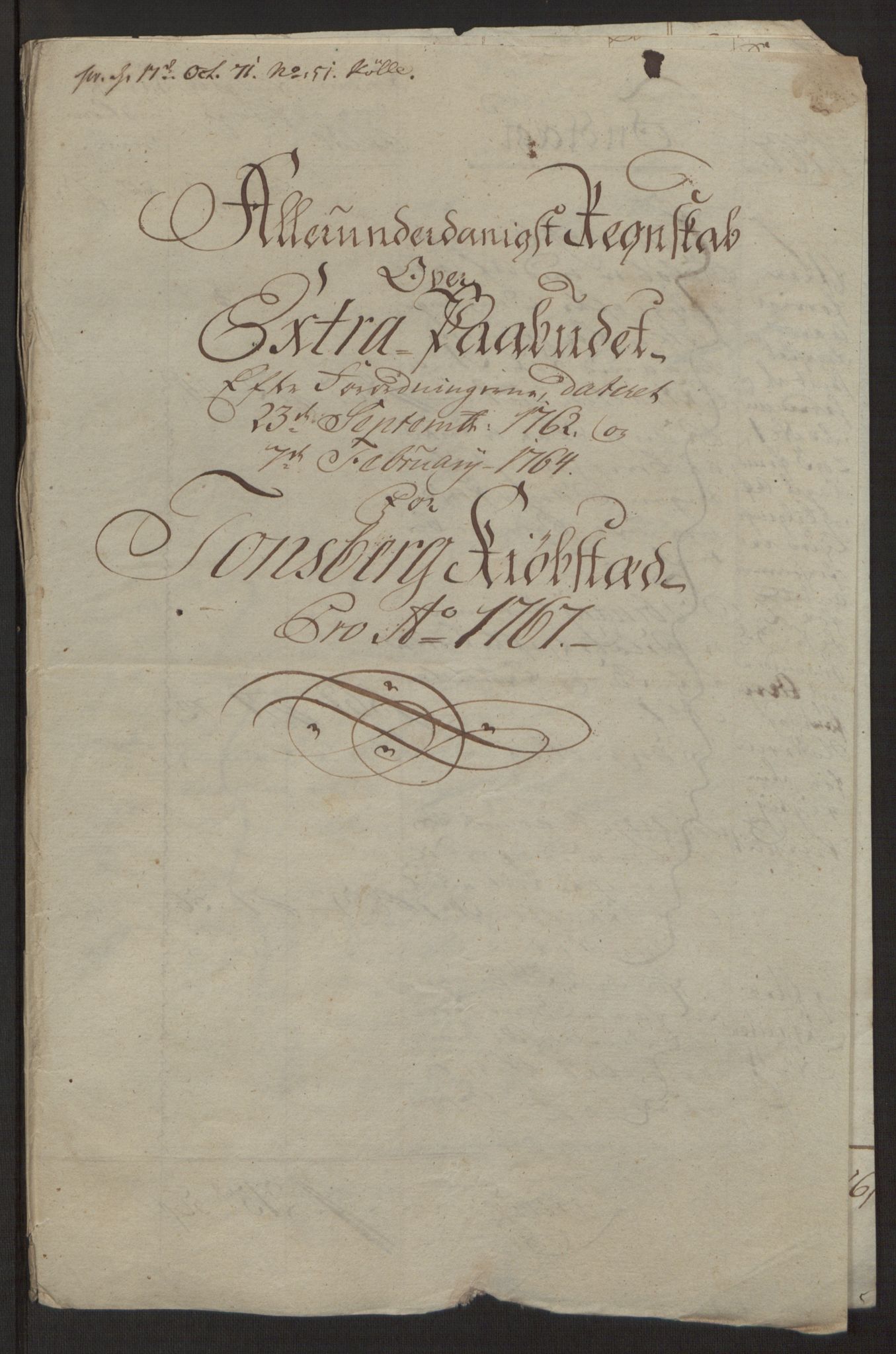 Rentekammeret inntil 1814, Reviderte regnskaper, Byregnskaper, RA/EA-4066/R/Rh/L0162/0001: [H4] Kontribusjonsregnskap / Ekstraskatt, Tønsberg, 1762-1772, s. 287