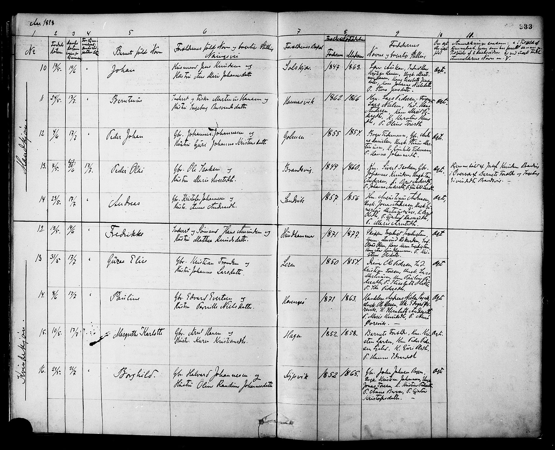 Ministerialprotokoller, klokkerbøker og fødselsregistre - Møre og Romsdal, AV/SAT-A-1454/577/L0896: Ministerialbok nr. 577A03, 1880-1898, s. 333