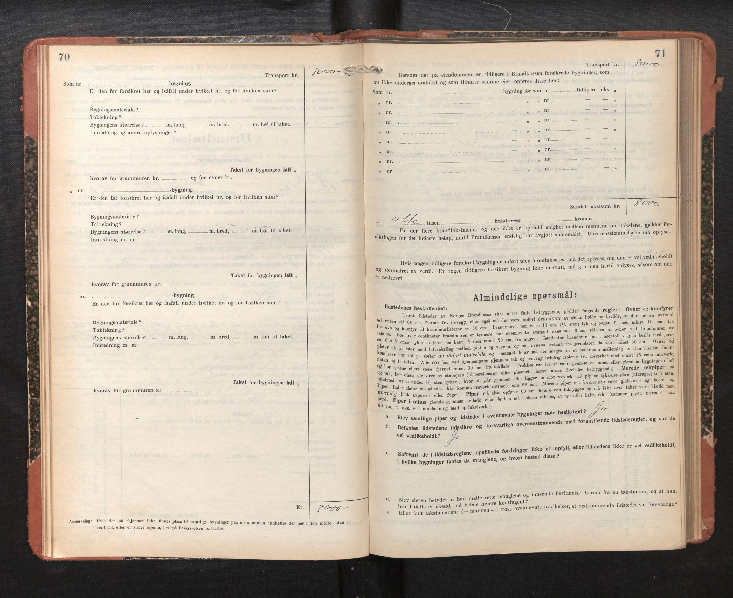 Lensmannen i Bruvik, SAB/A-31301/0012/L0010: Branntakstprotokoll, skjematakst, 1925-1936, s. 70-71