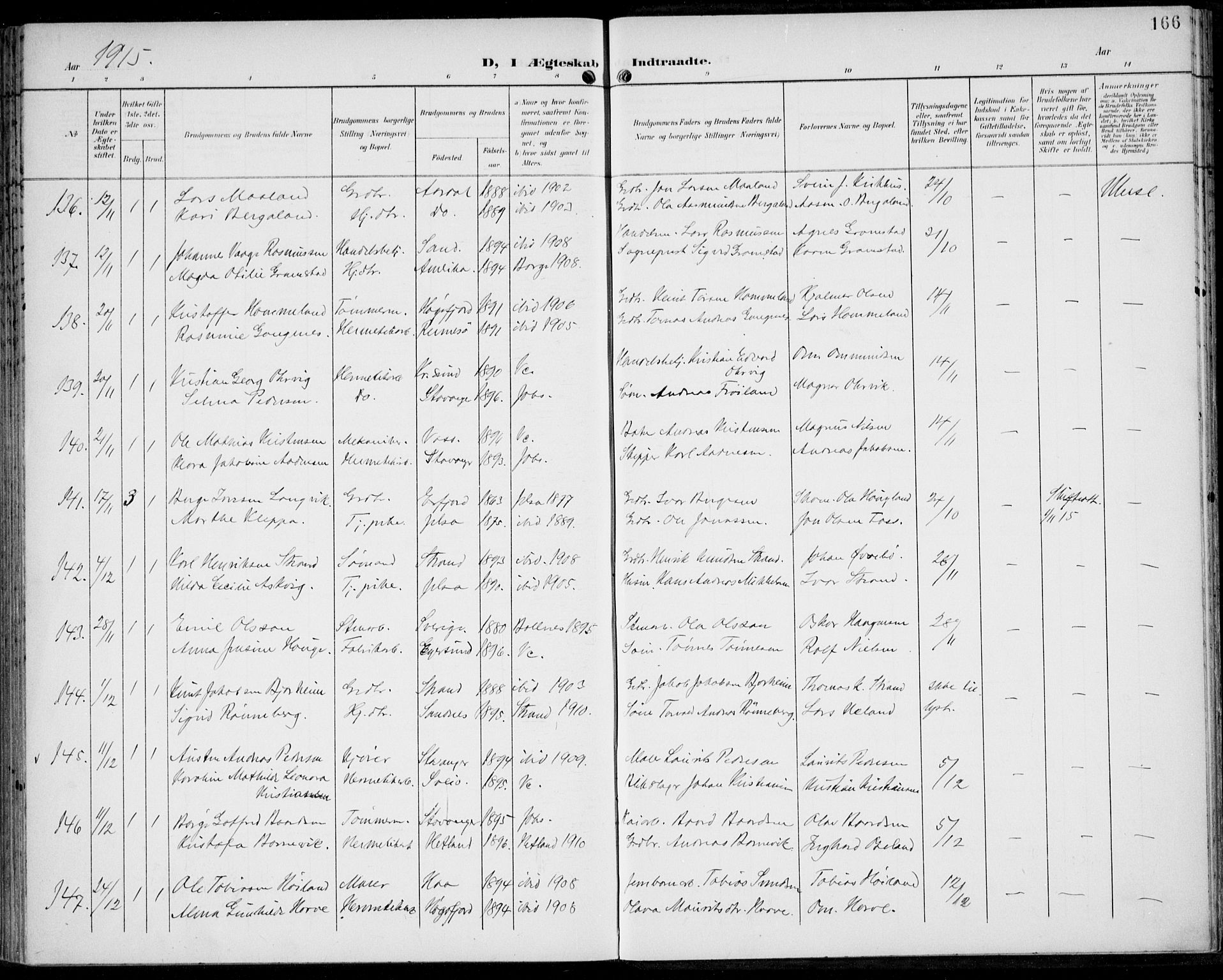 St. Johannes sokneprestkontor, AV/SAST-A-101814/002/B/L0001: Ministerialbok nr. A 8, 1899-1917, s. 166