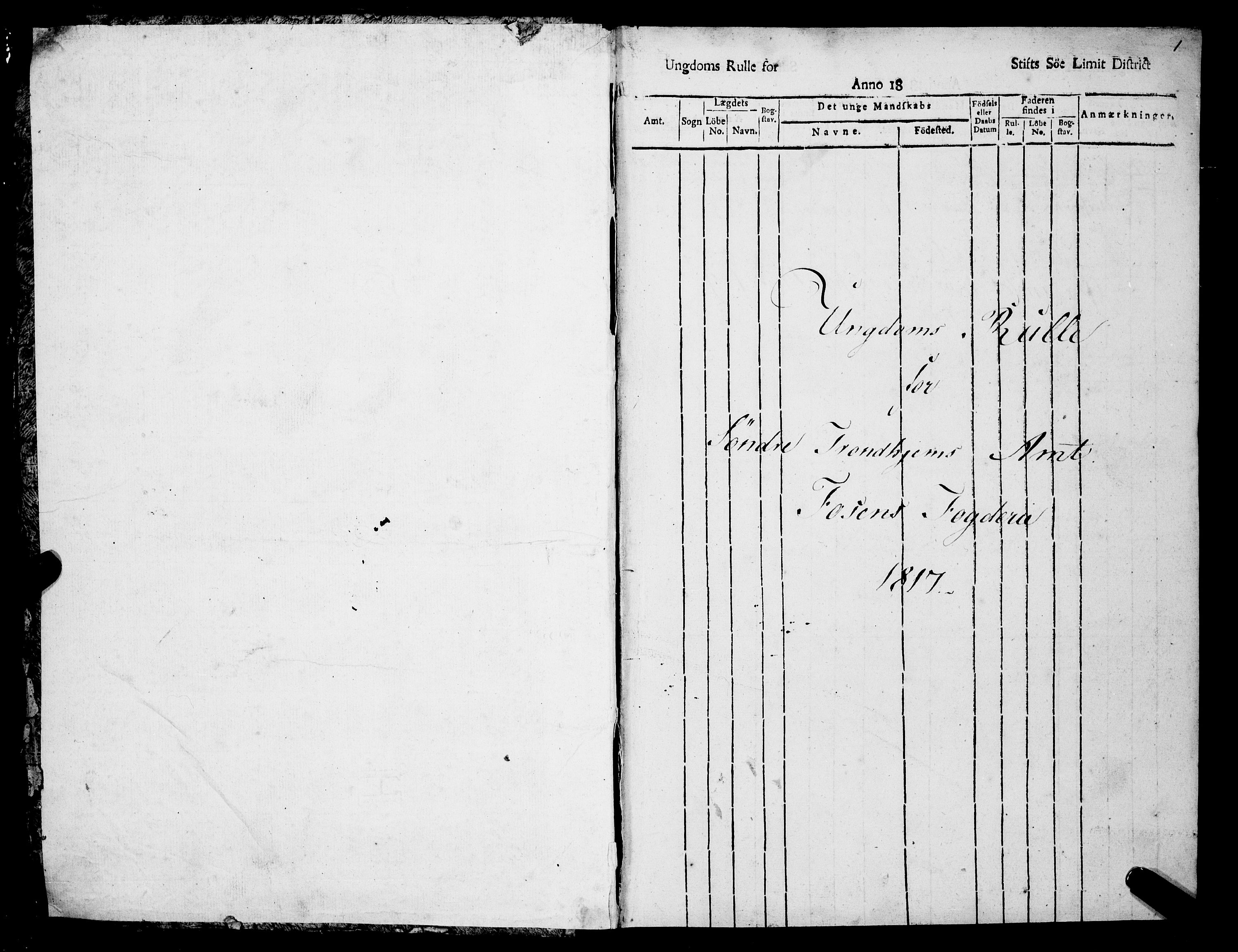 Sjøinnrulleringen - Trondhjemske distrikt, SAT/A-5121/01/L0315/0002: -- / Ungdomsrulle, Søndre Trondhjems amt, Fosens fogderi, 1817