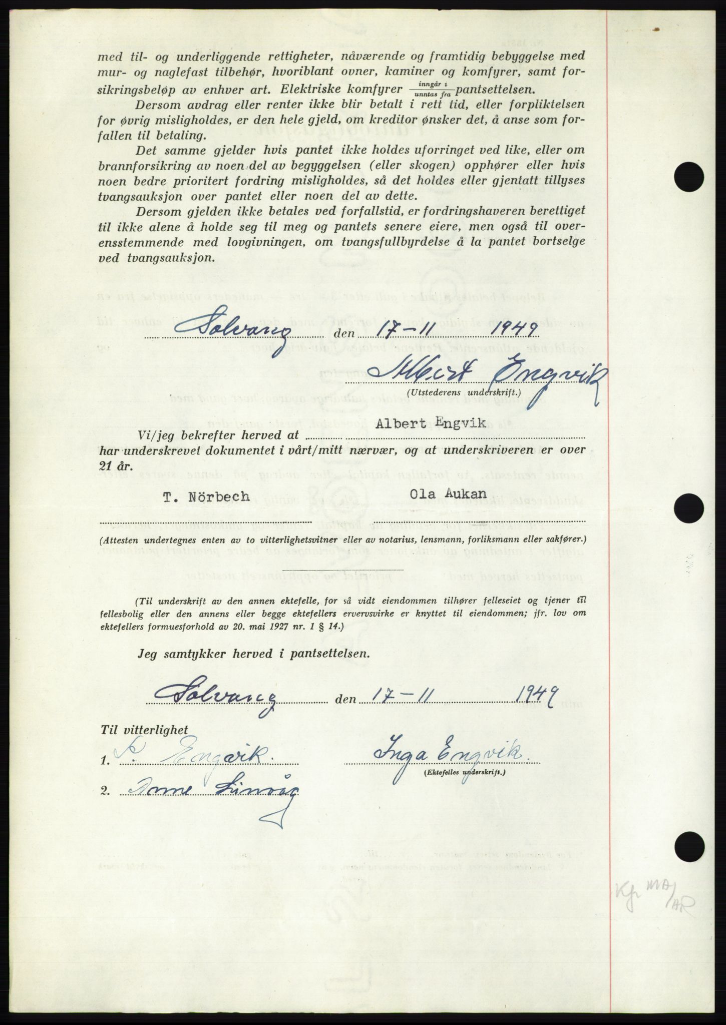 Nordmøre sorenskriveri, AV/SAT-A-4132/1/2/2Ca: Pantebok nr. B103, 1949-1950, Dagboknr: 3223/1949