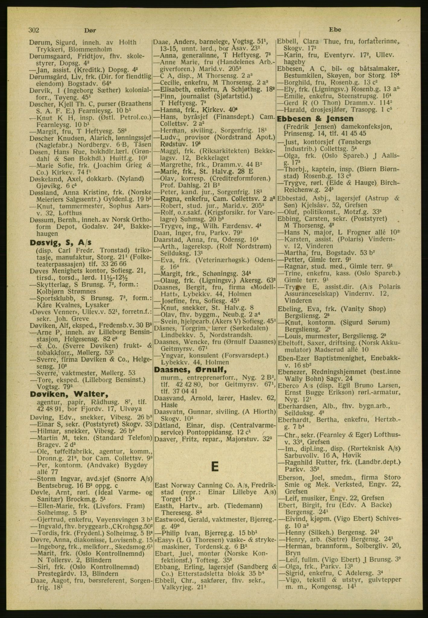 Kristiania/Oslo adressebok, PUBL/-, 1951, s. 302