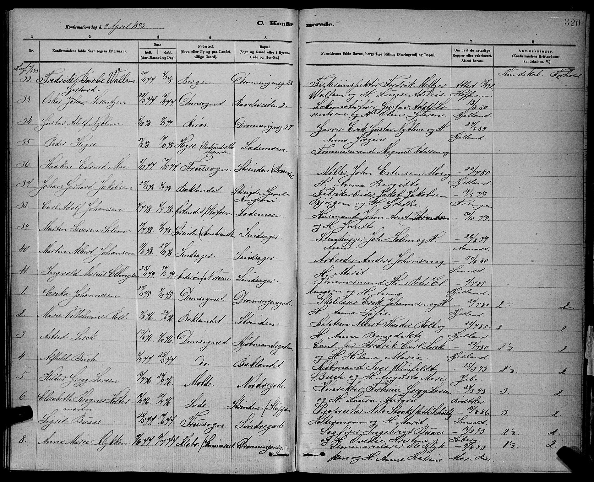 Ministerialprotokoller, klokkerbøker og fødselsregistre - Sør-Trøndelag, SAT/A-1456/601/L0092: Klokkerbok nr. 601C10, 1884-1897, s. 320