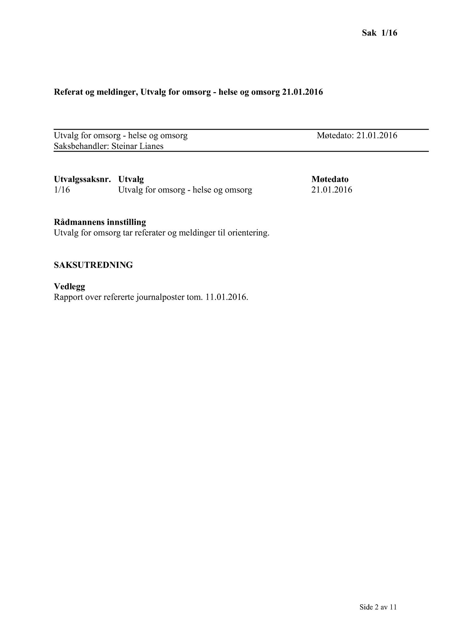 Klæbu Kommune, TRKO/KK/05-UOm/L007: Utvalg for omsorg - Møtedokumenter, 2016, s. 3