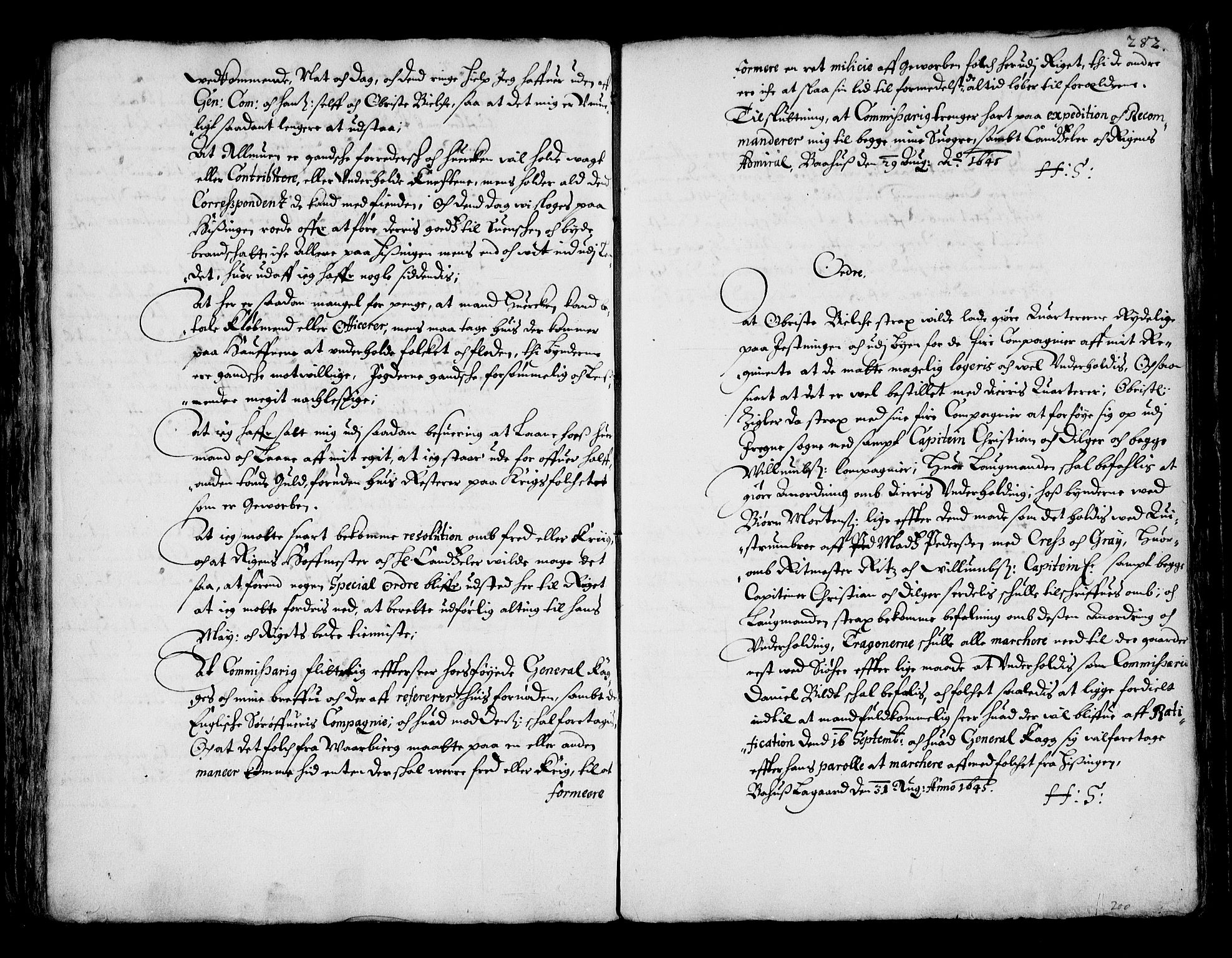 Stattholderembetet 1572-1771, AV/RA-EA-2870/Ba/L0001: Hannibal Sehested kopibok, 1645, s. 281b-282a
