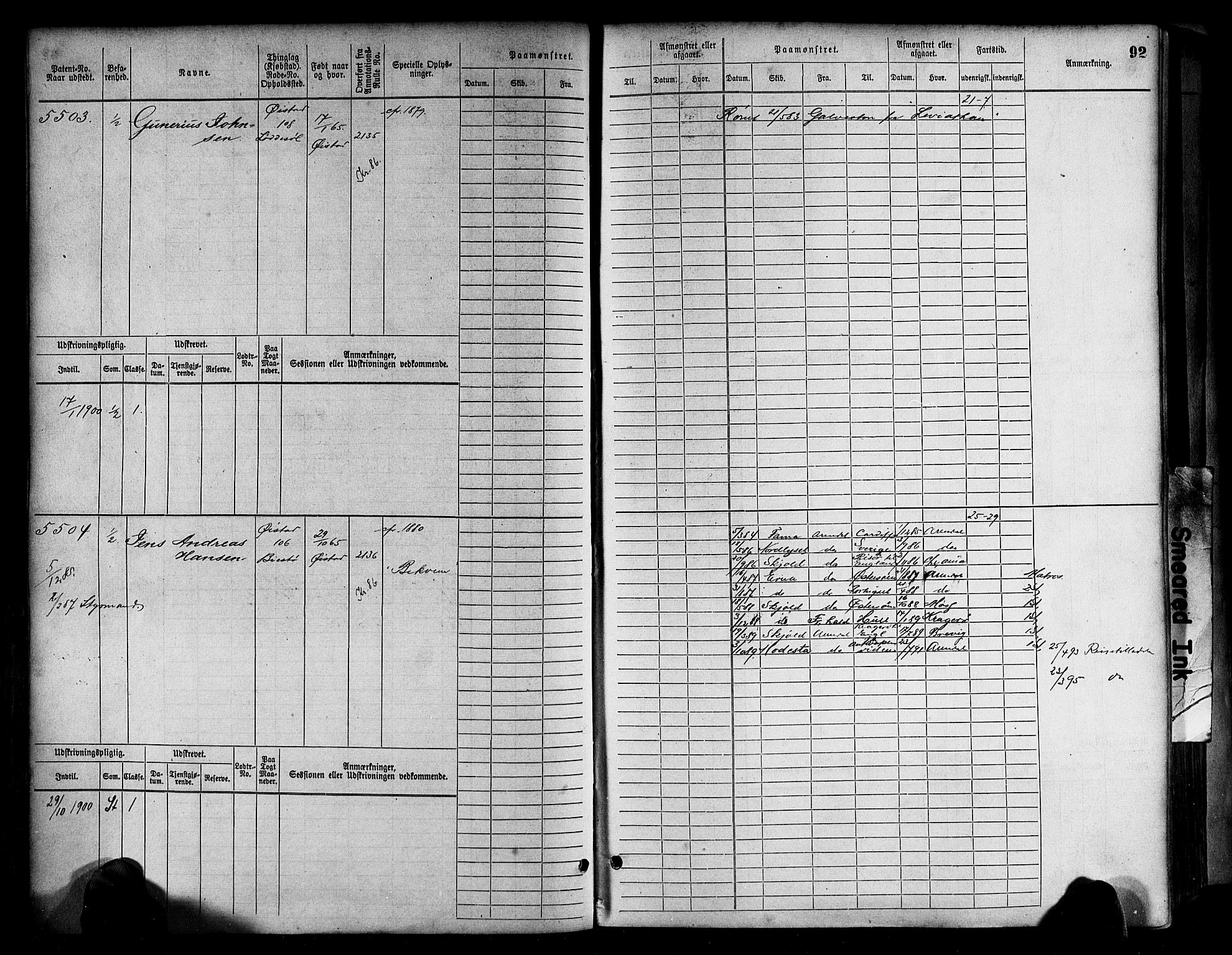 Arendal mønstringskrets, AV/SAK-2031-0012/F/Fb/L0017: Hovedrulle A nr 5323-6076, S-15, 1884-1892, s. 93