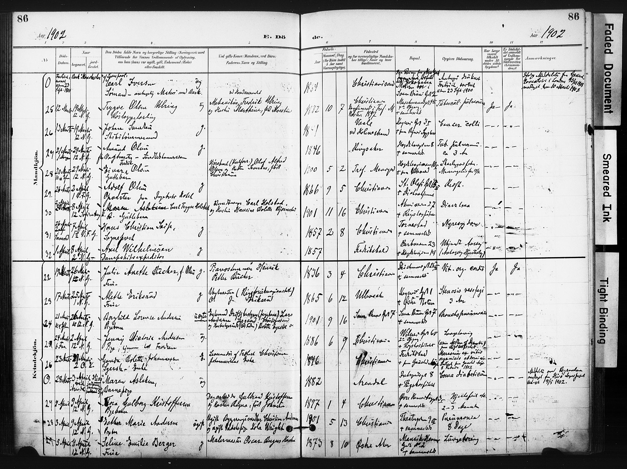 Trefoldighet prestekontor Kirkebøker, AV/SAO-A-10882/F/Fd/L0004: Ministerialbok nr. IV 4, 1897-1912, s. 86