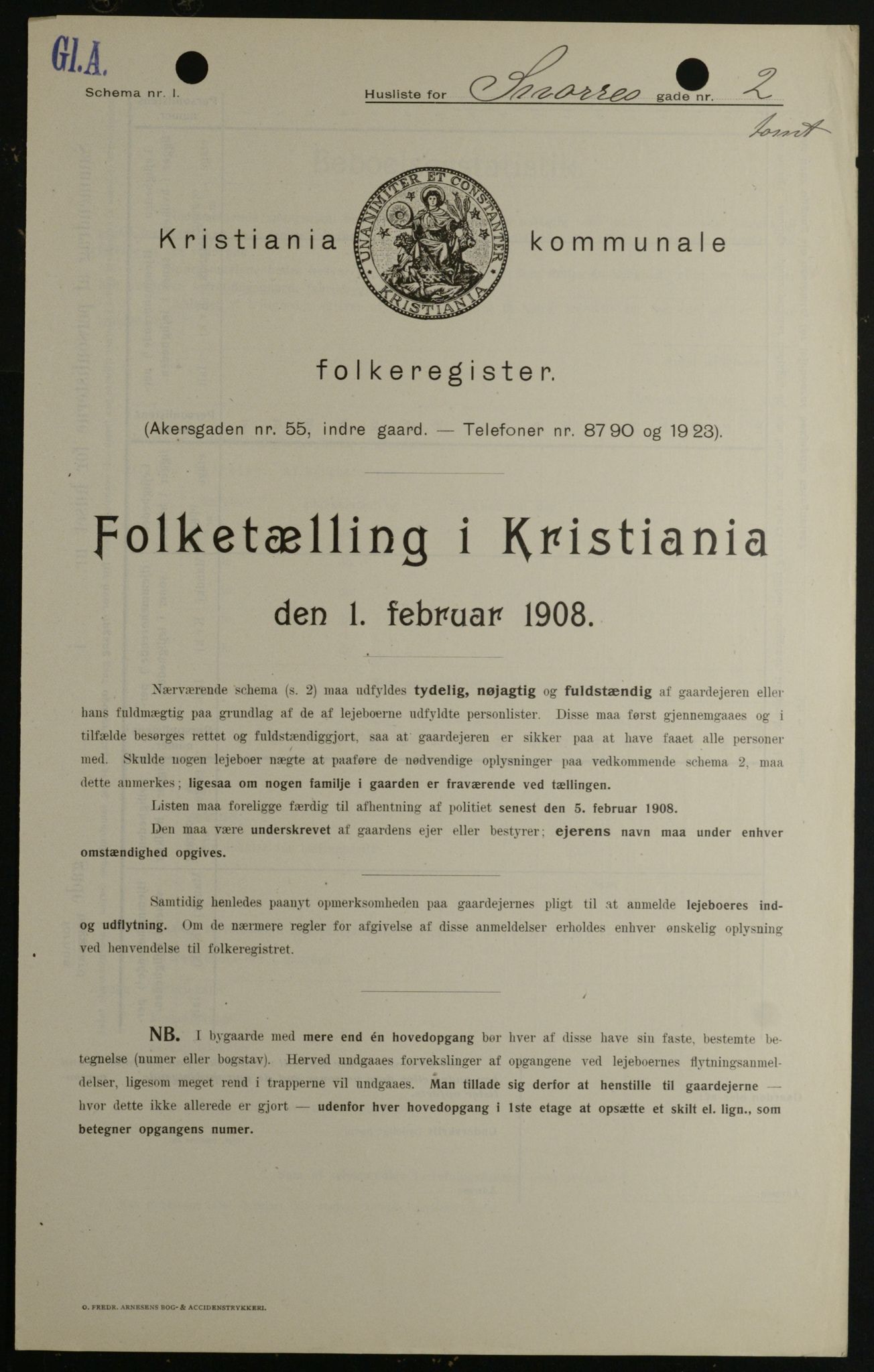 OBA, Kommunal folketelling 1.2.1908 for Kristiania kjøpstad, 1908, s. 88288