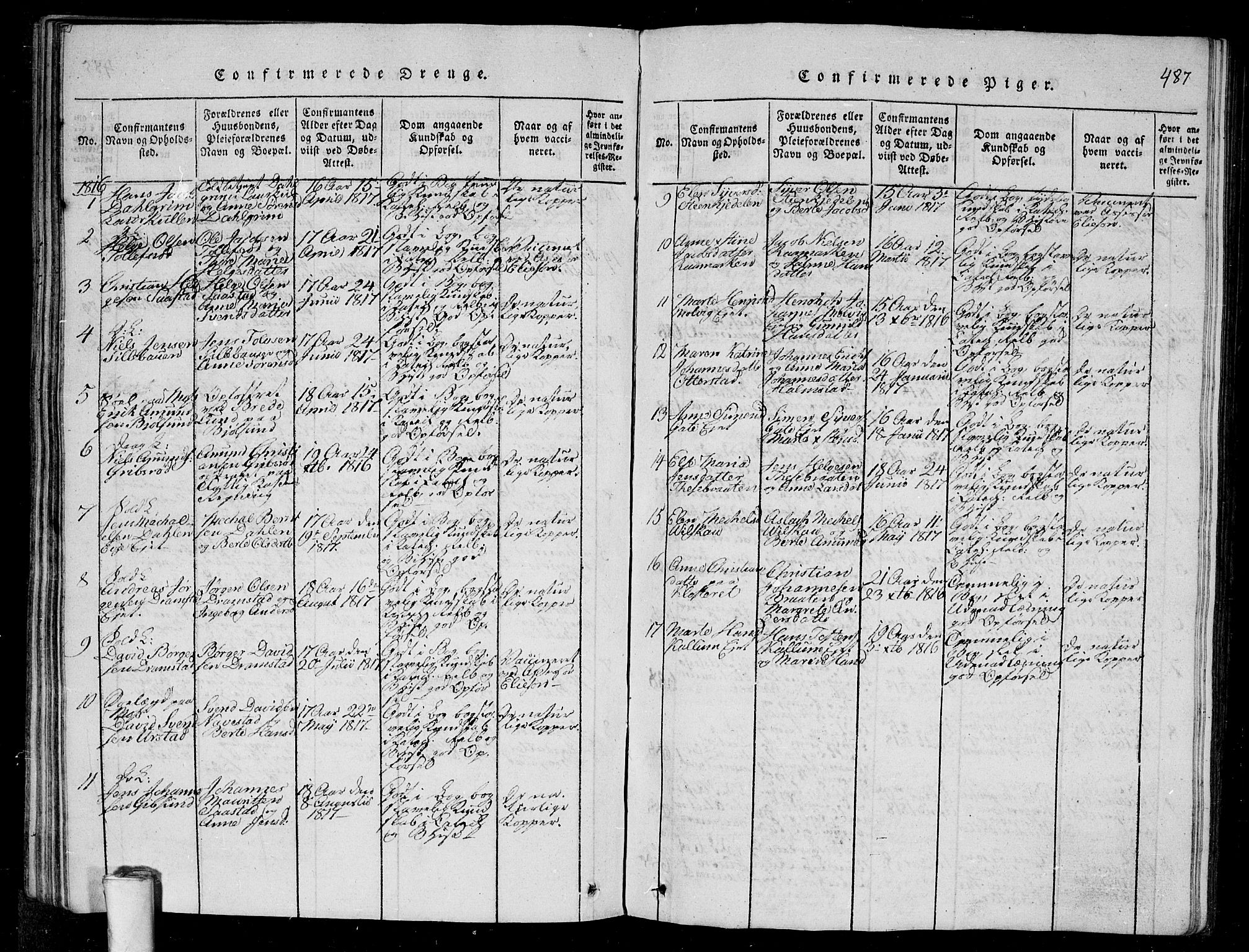 Rygge prestekontor Kirkebøker, SAO/A-10084b/G/Ga/L0001: Klokkerbok nr. 1, 1814-1871, s. 486-487
