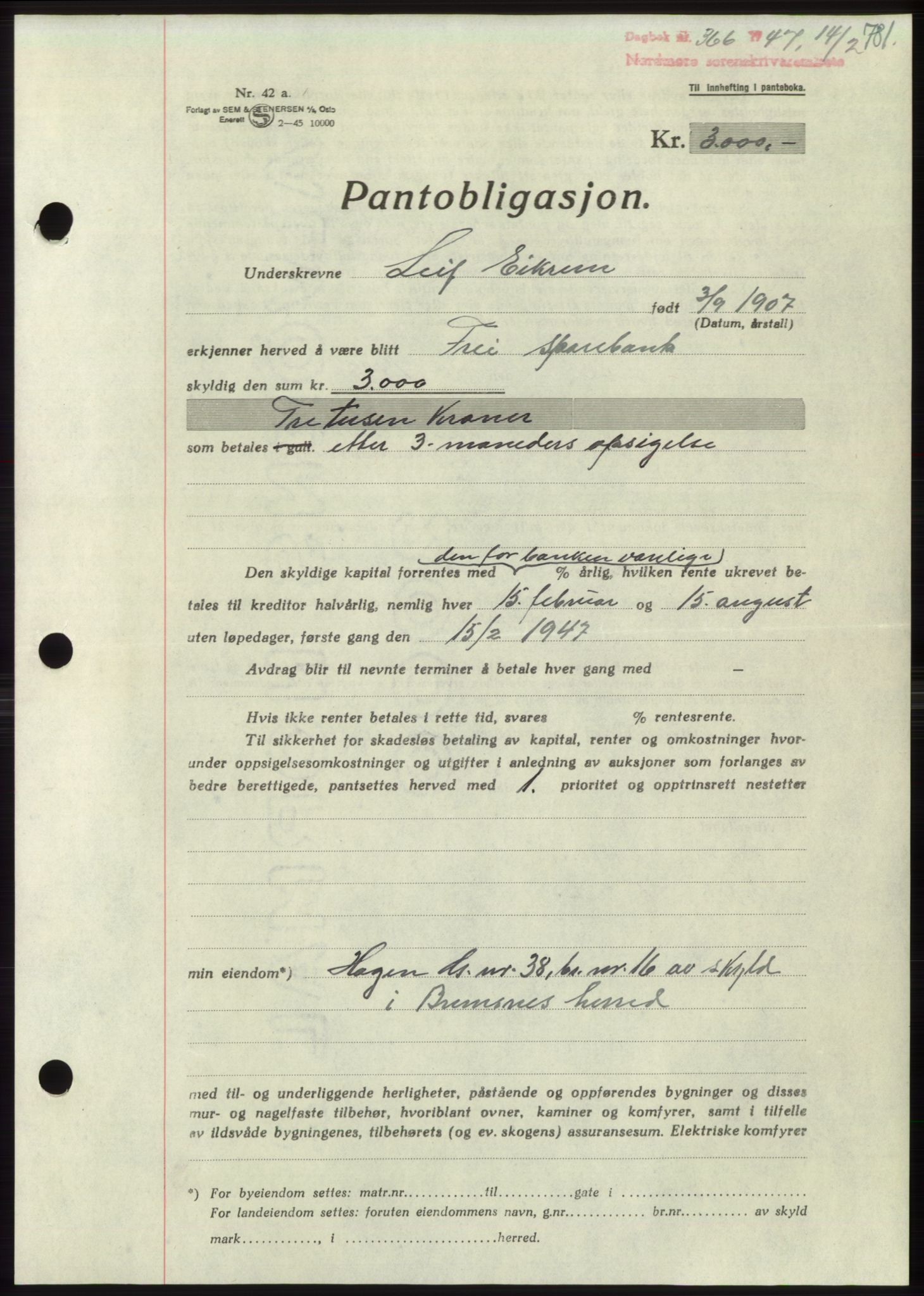 Nordmøre sorenskriveri, SAT/A-4132/1/2/2Ca: Pantebok nr. B95, 1946-1947, Dagboknr: 366/1947
