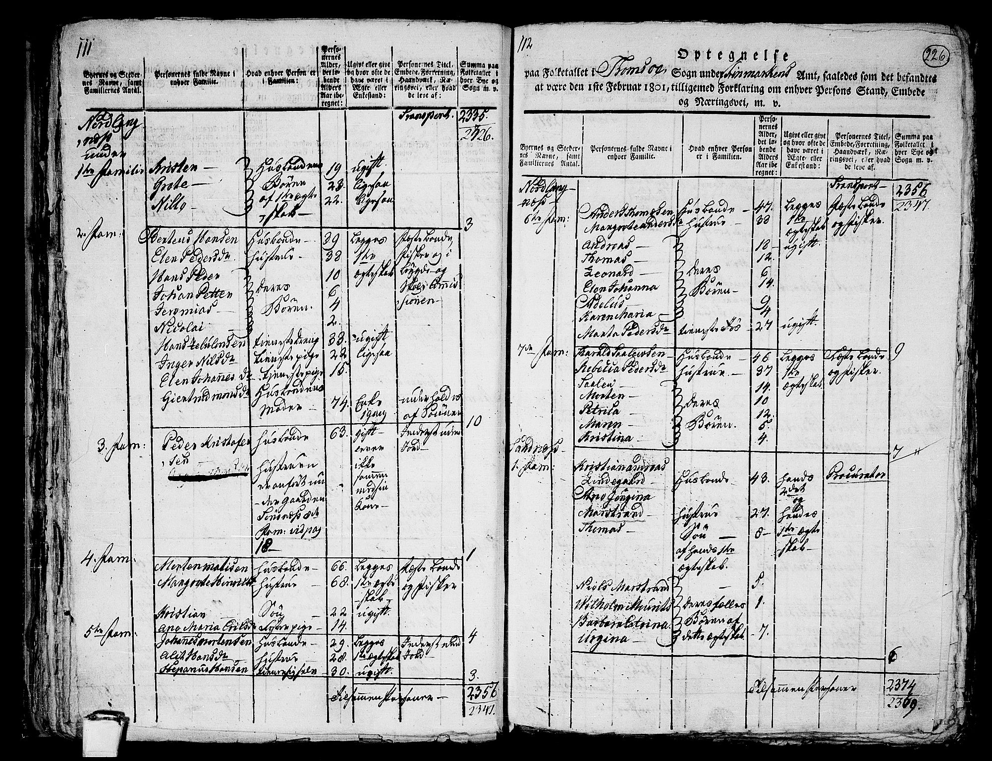 RA, Folketelling 1801 for 1902P Tromsø prestegjeld, 1801, s. 225b-226a