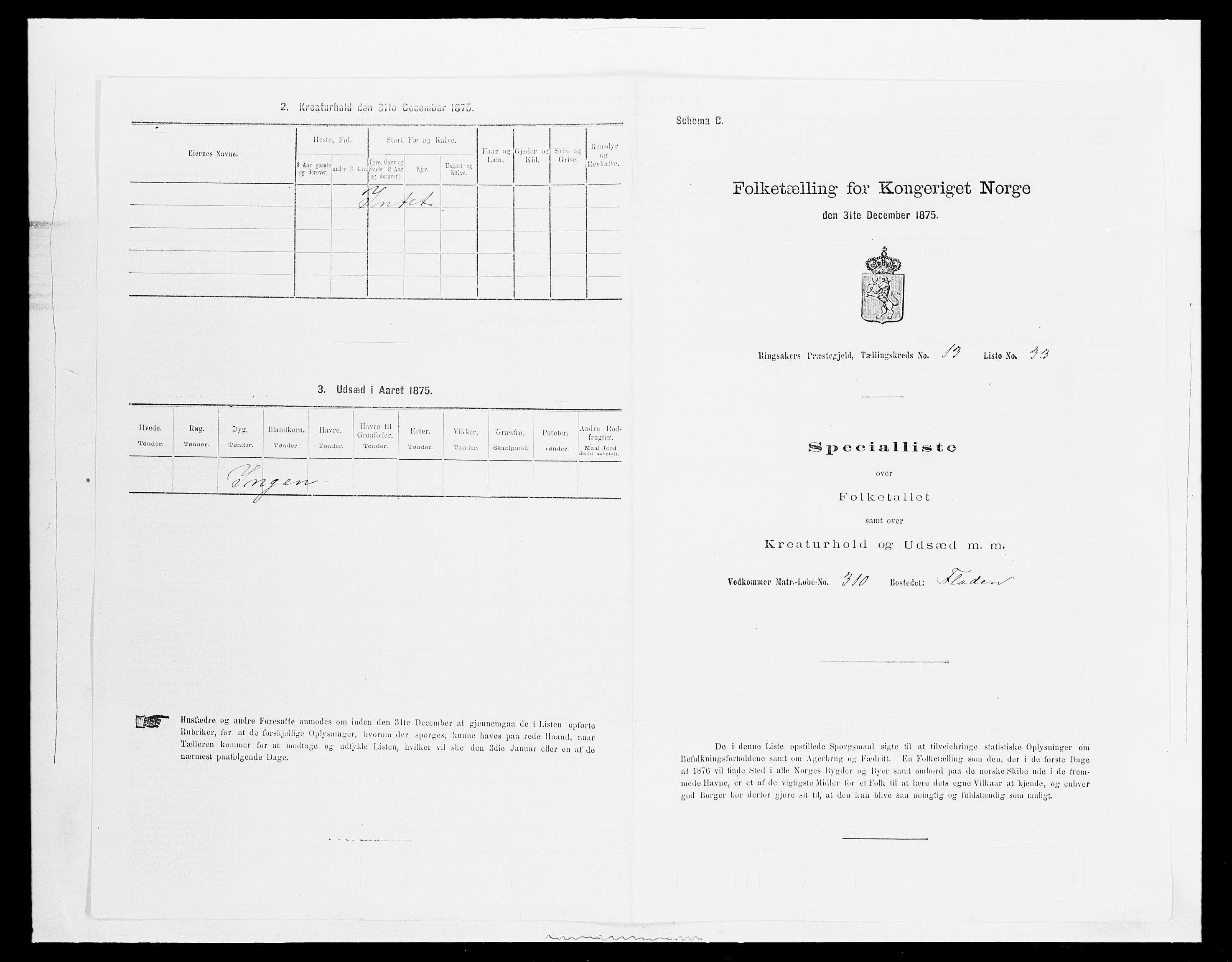 SAH, Folketelling 1875 for 0412P Ringsaker prestegjeld, 1875, s. 2673