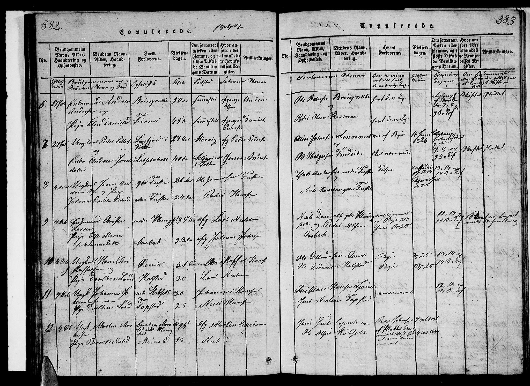 Ministerialprotokoller, klokkerbøker og fødselsregistre - Nordland, AV/SAT-A-1459/852/L0752: Klokkerbok nr. 852C03, 1840-1855, s. 382-383