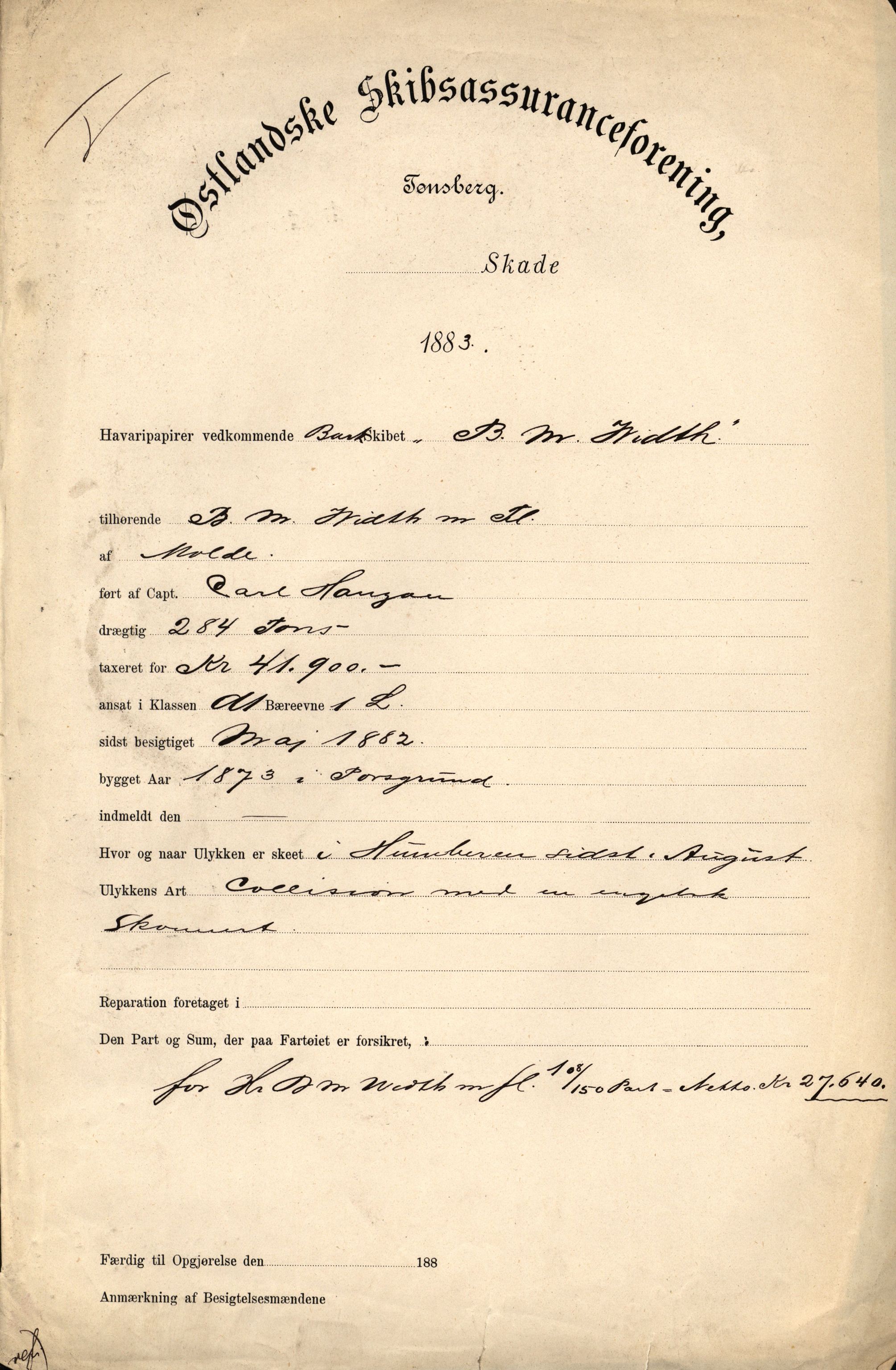 Pa 63 - Østlandske skibsassuranceforening, VEMU/A-1079/G/Ga/L0016/0016: Havaridokumenter / St. Petersburg, Ariel, B.M. Width, Aron, 1883, s. 6