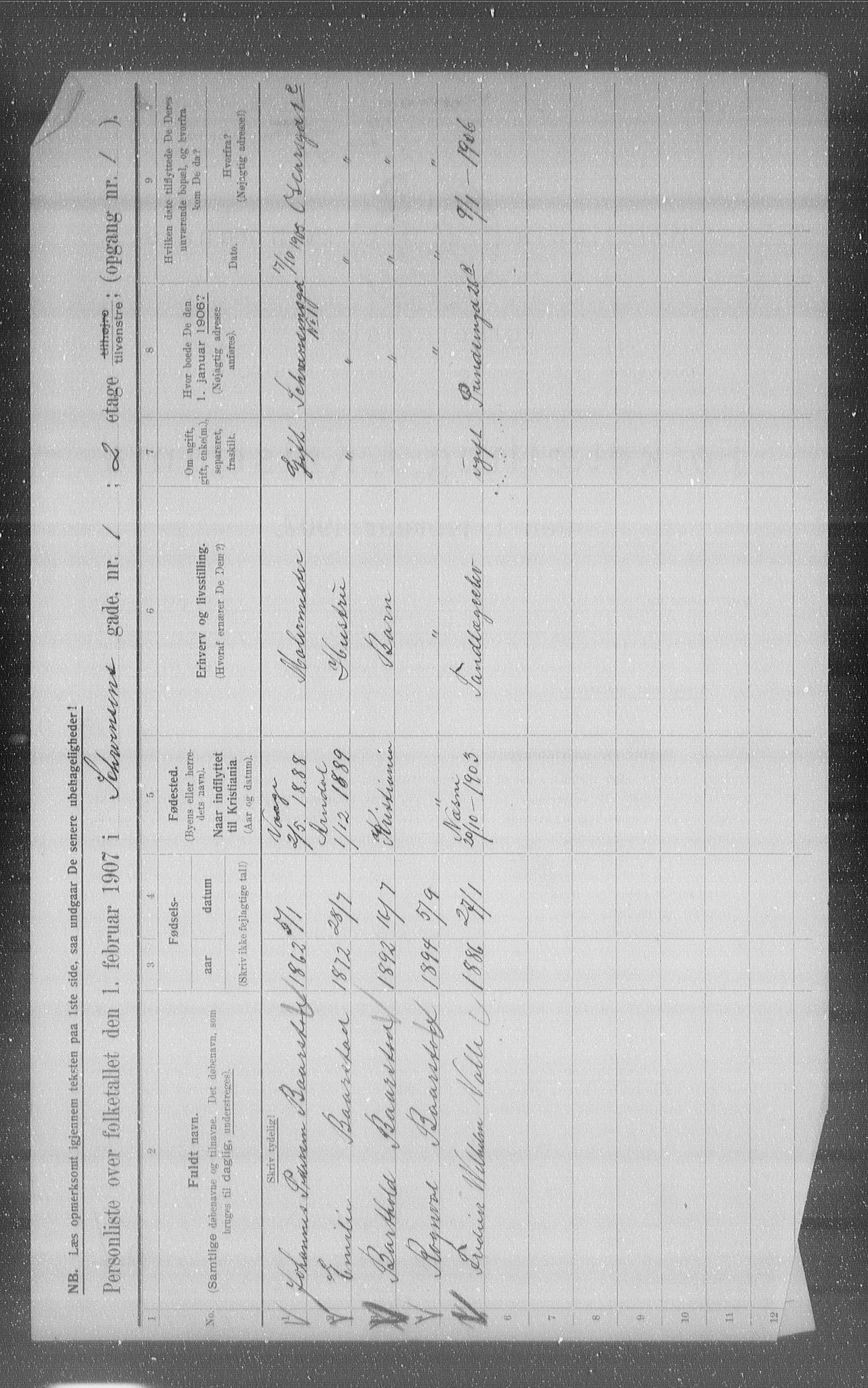 OBA, Kommunal folketelling 1.2.1907 for Kristiania kjøpstad, 1907, s. 47319