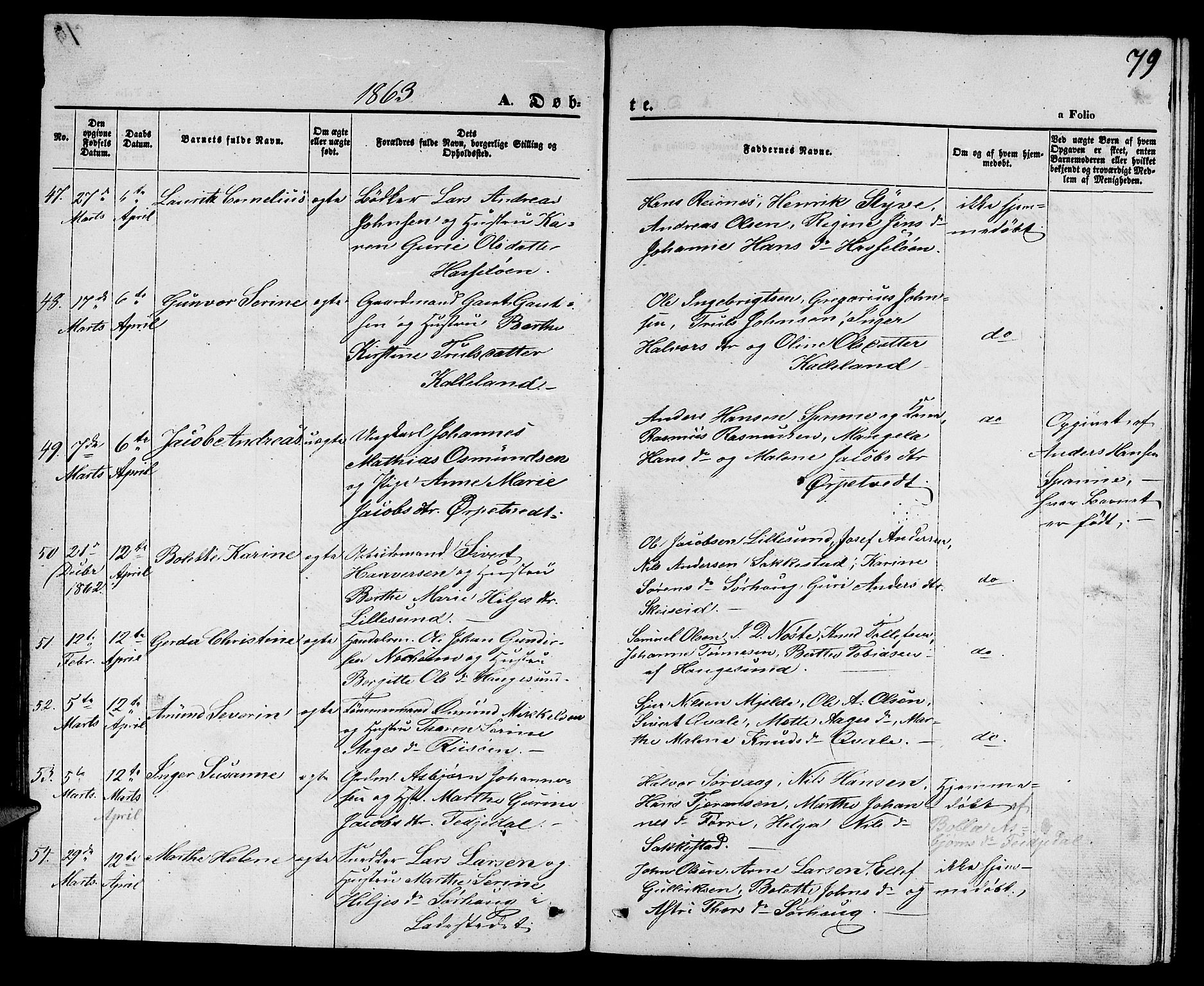 Torvastad sokneprestkontor, AV/SAST-A -101857/H/Ha/Hab/L0006: Klokkerbok nr. B 6, 1858-1867, s. 79