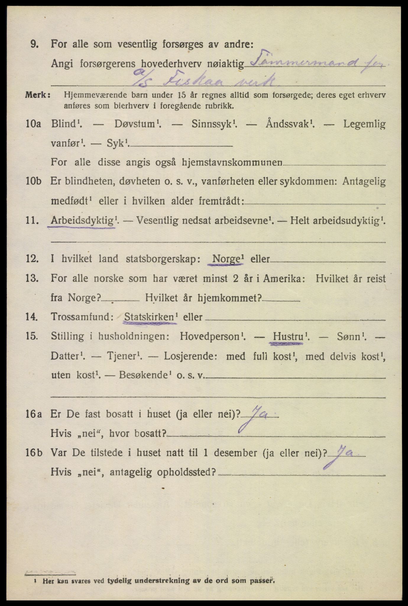 SAK, Folketelling 1920 for 1012 Oddernes herred, 1920, s. 4666