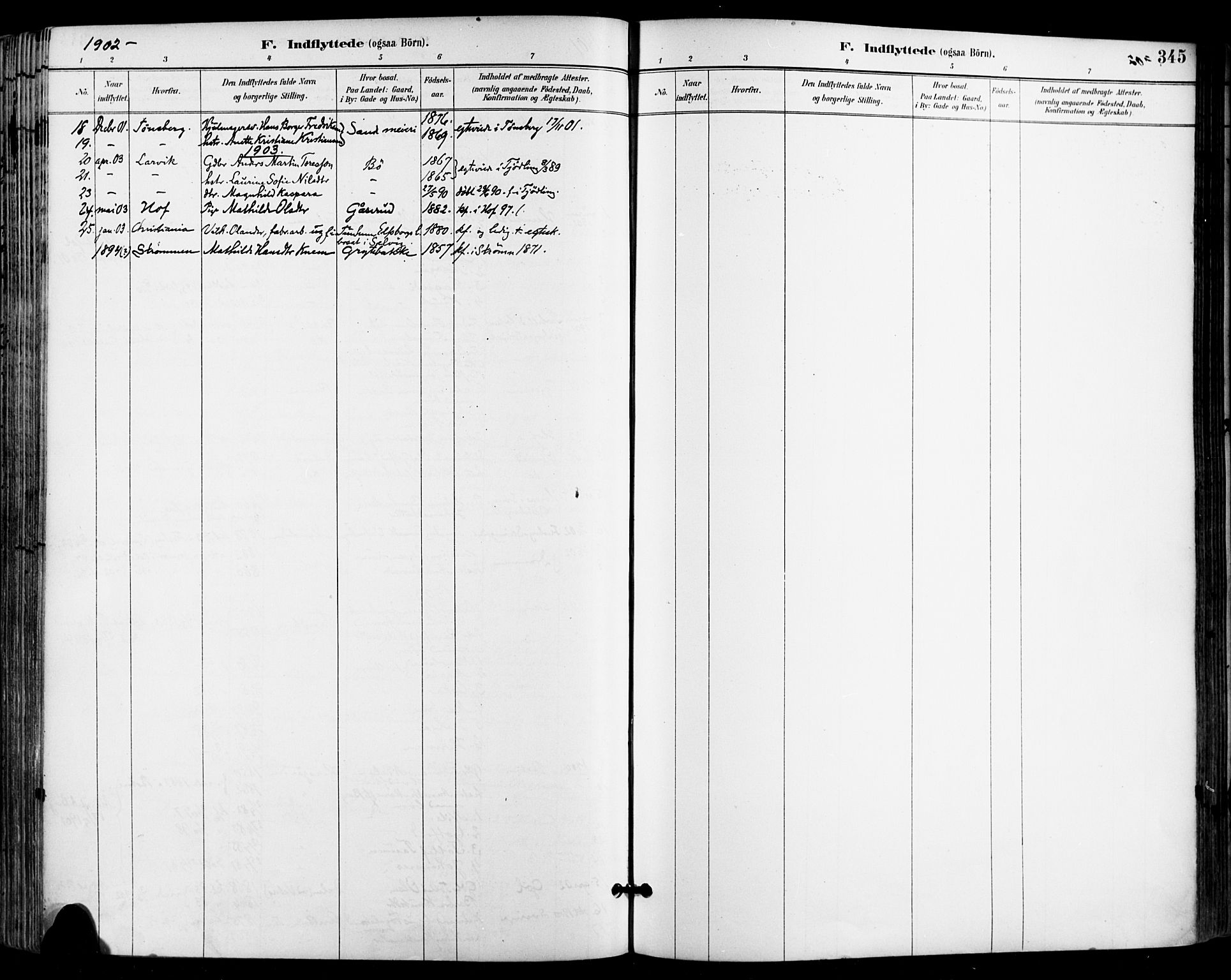Sande Kirkebøker, SAKO/A-53/F/Fa/L0007: Ministerialbok nr. 7, 1888-1903, s. 345