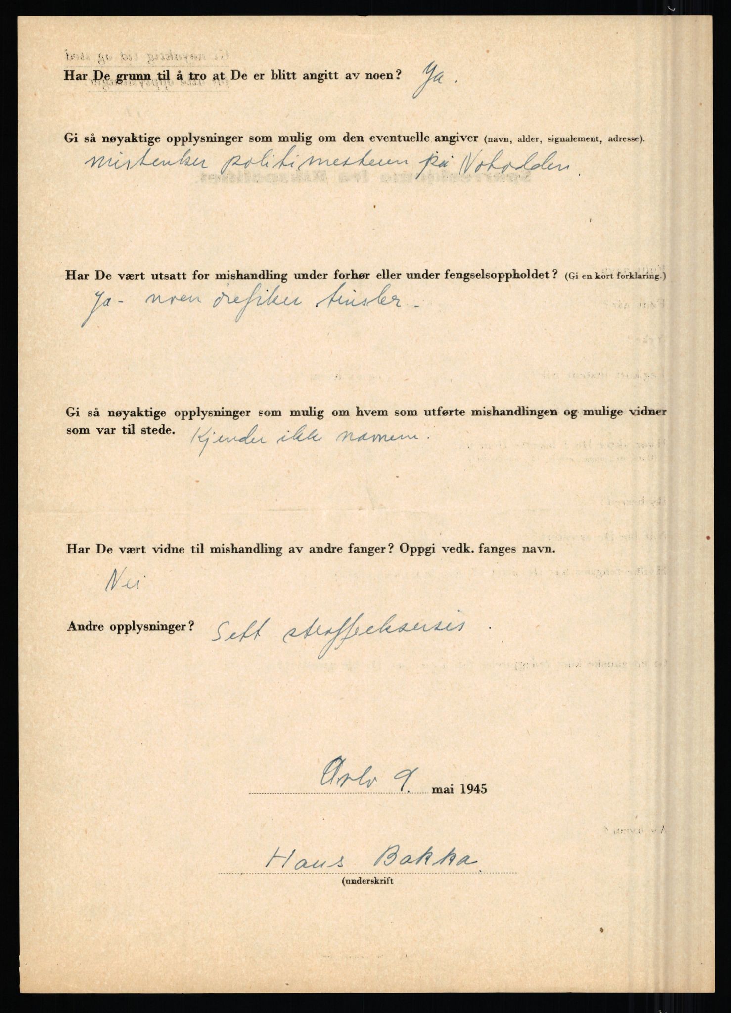 Rikspolitisjefen, AV/RA-S-1560/L/L0001: Abelseth, Rudolf - Berentsen, Odd, 1940-1945, s. 1074