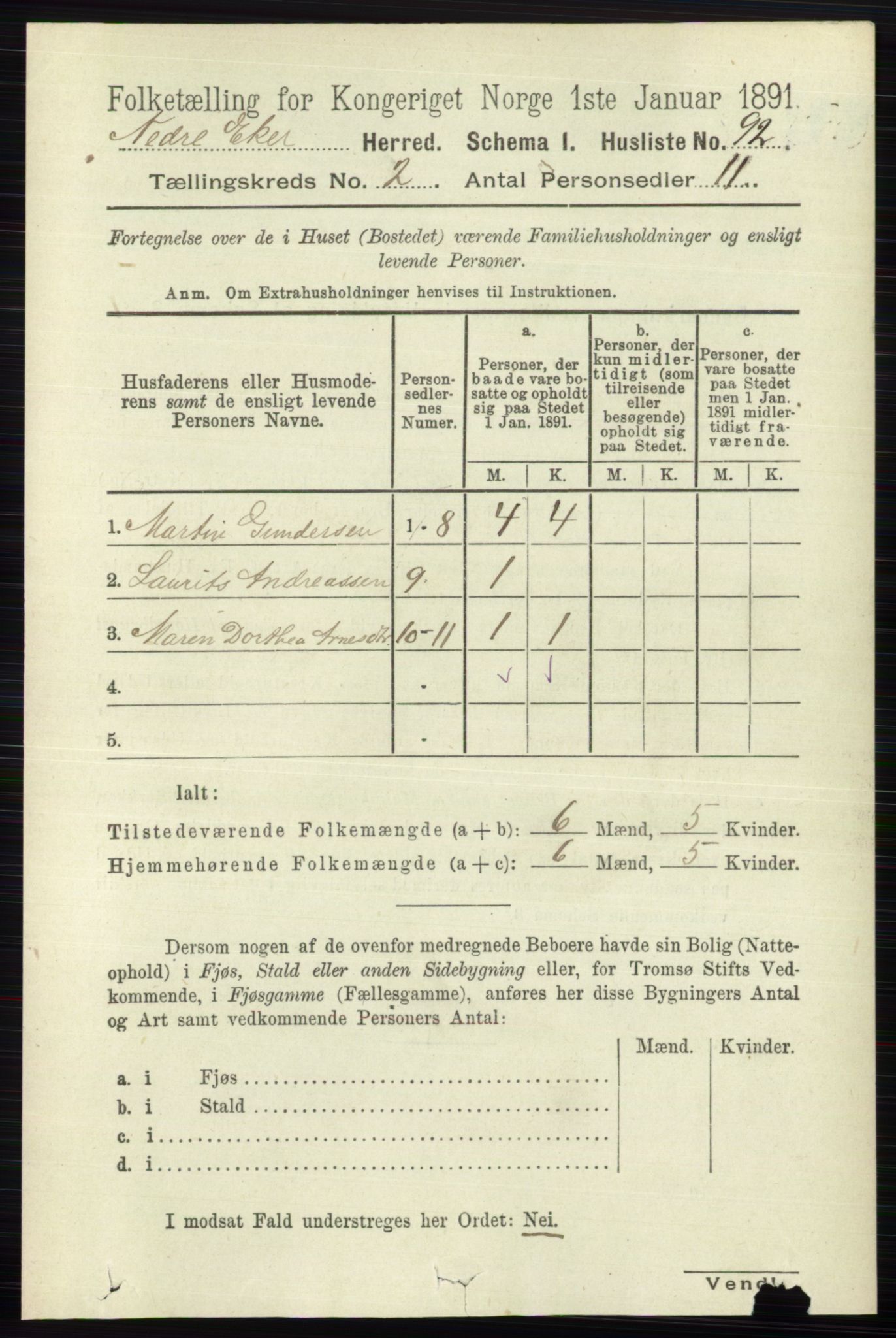 RA, Folketelling 1891 for 0625 Nedre Eiker herred, 1891, s. 538