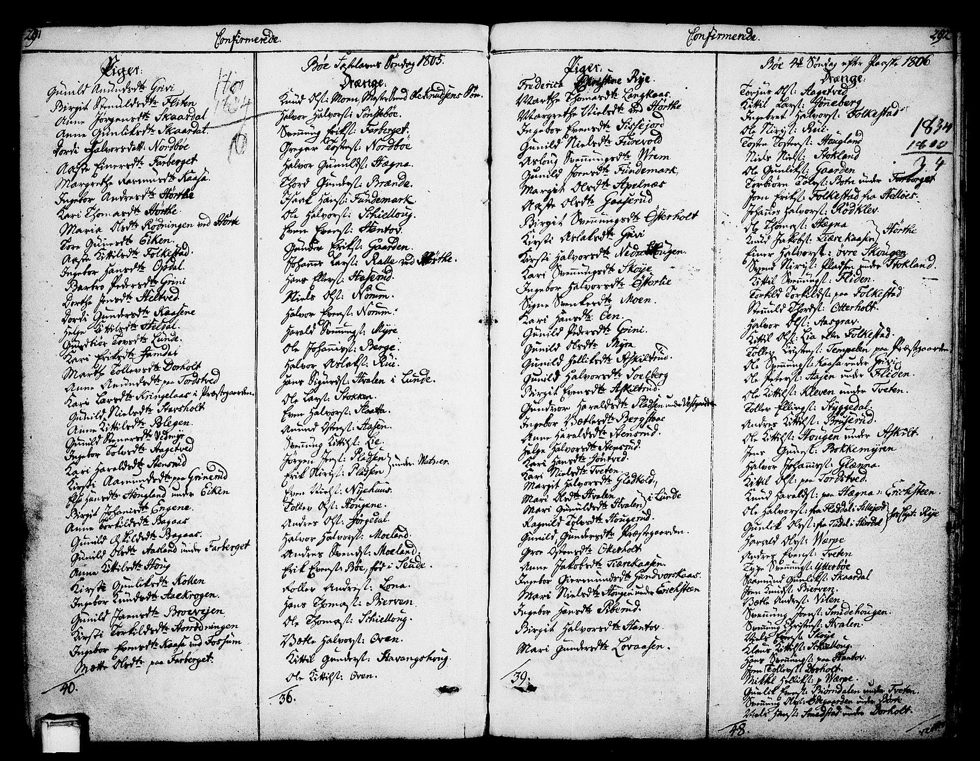 Bø kirkebøker, AV/SAKO-A-257/F/Fa/L0005: Ministerialbok nr. 5, 1785-1815, s. 291-292